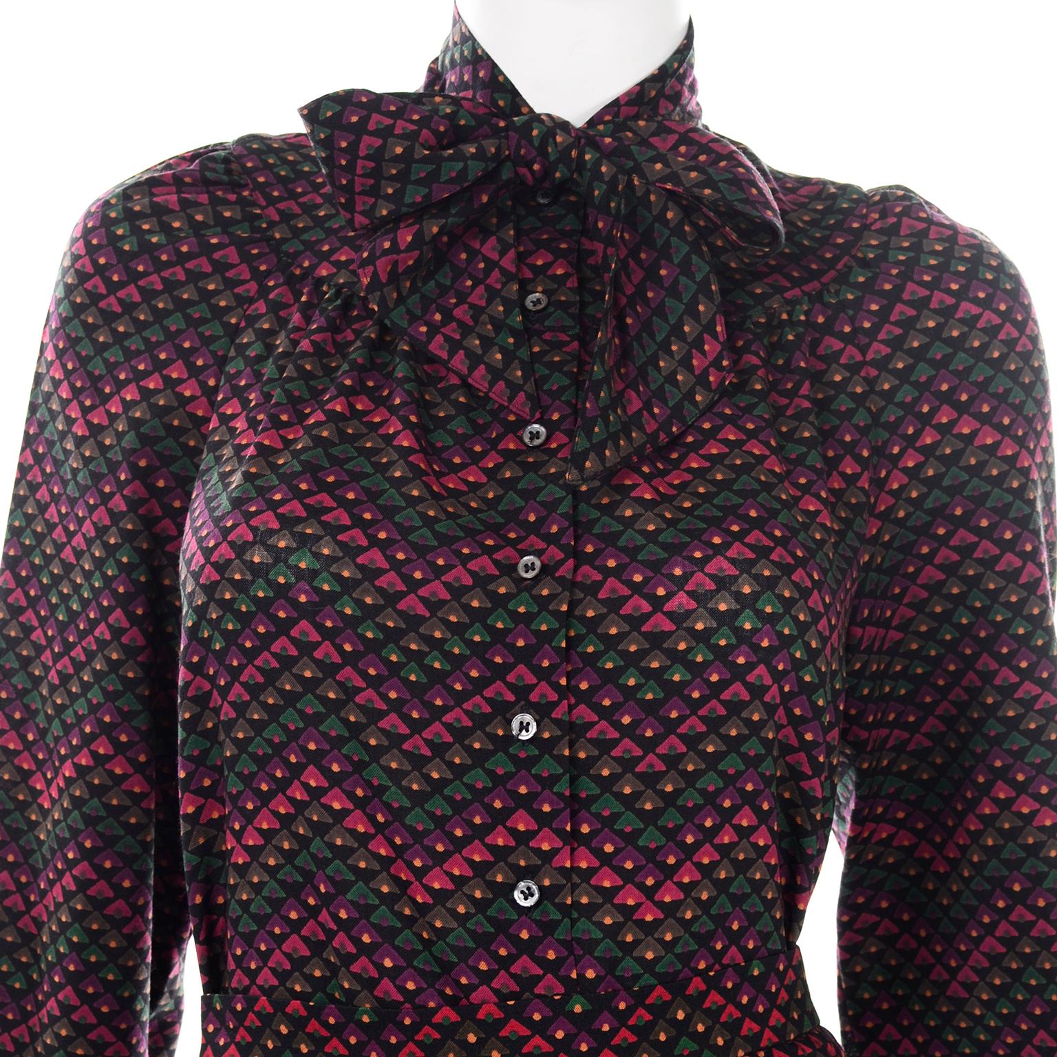 3pc Jaeger Burgundy Velvet Jacket w/  Printed Wool Blouse Top With & Skirt Suit For Sale 4