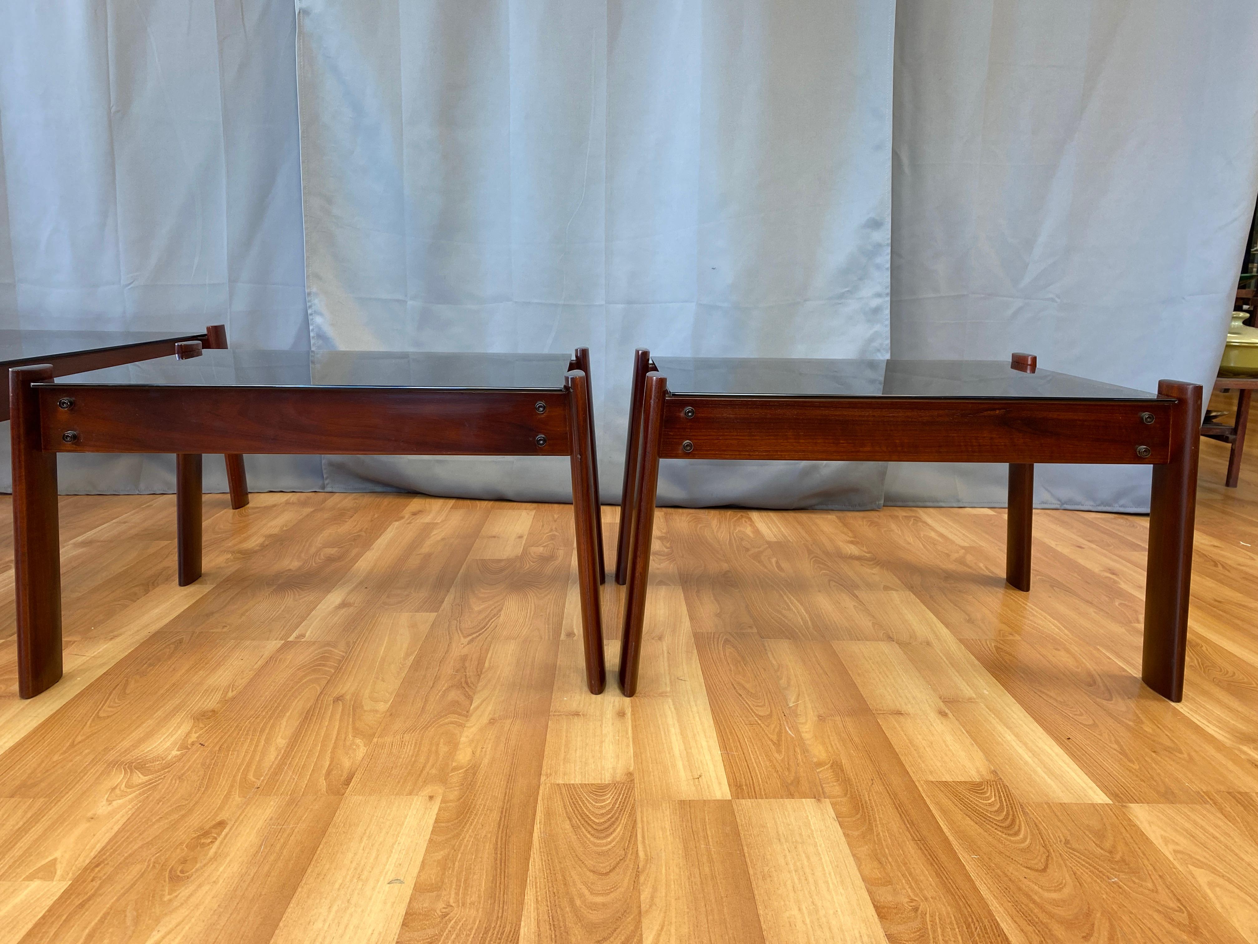 Tables basses et tables d'extrémité de 3 pièces conçues par Percival Lafer en bois de rose de Jacaranda en vente 4