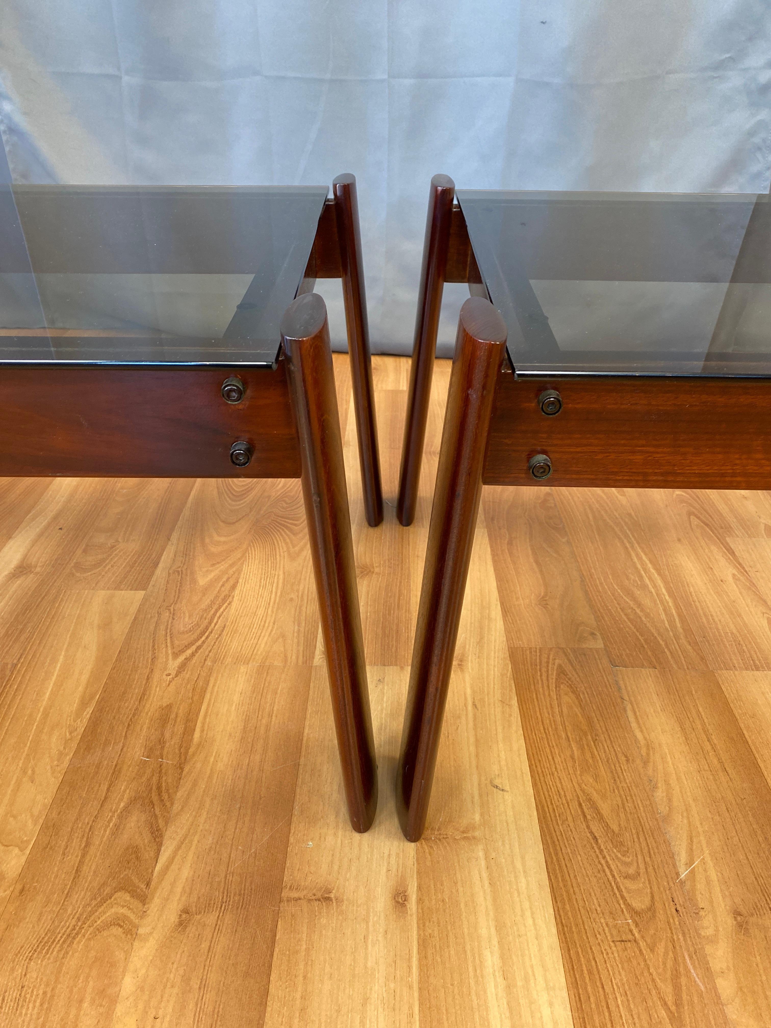 Tables basses et tables d'extrémité de 3 pièces conçues par Percival Lafer en bois de rose de Jacaranda en vente 5