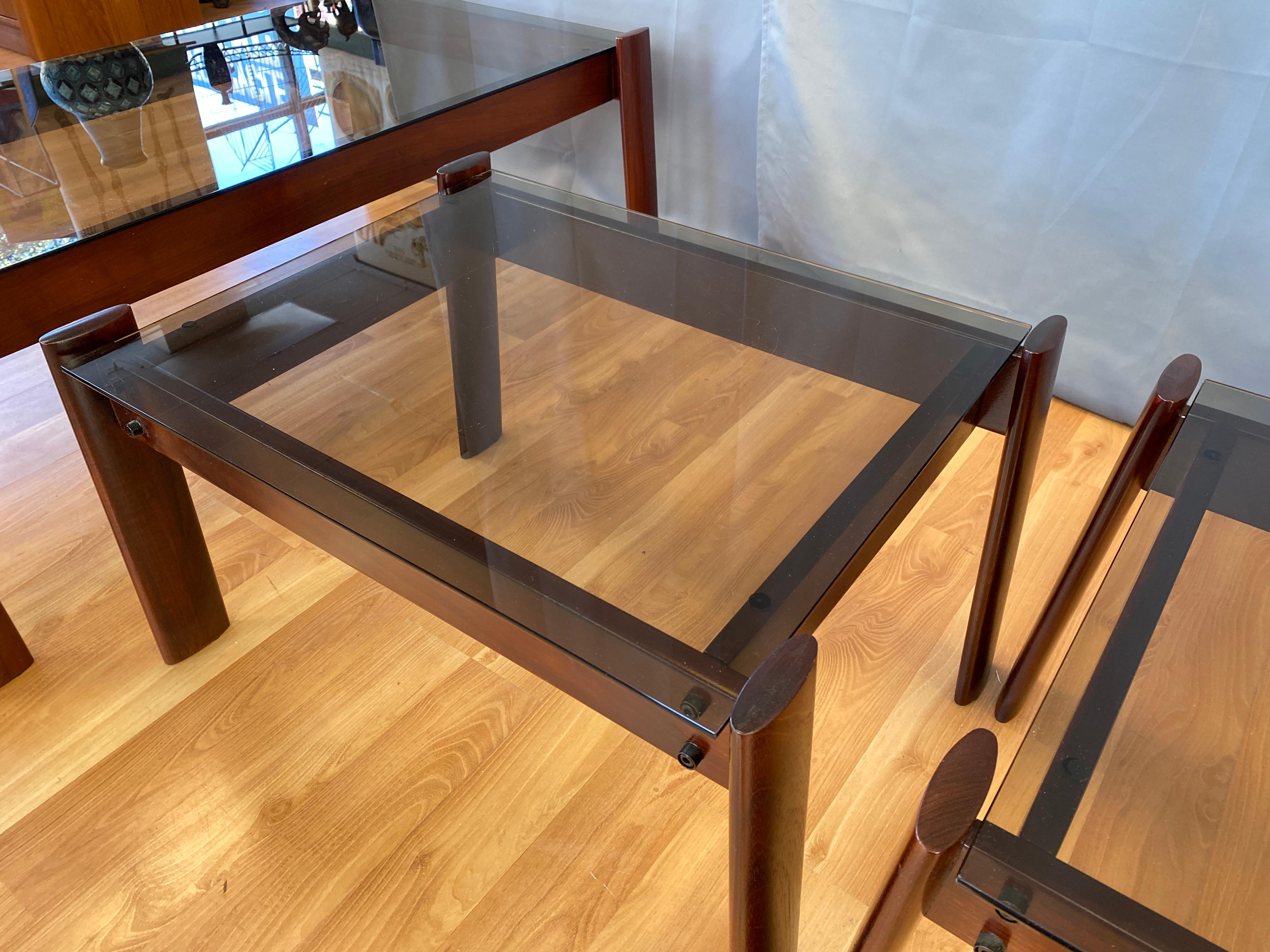 Tables basses et tables d'extrémité de 3 pièces conçues par Percival Lafer en bois de rose de Jacaranda en vente 7