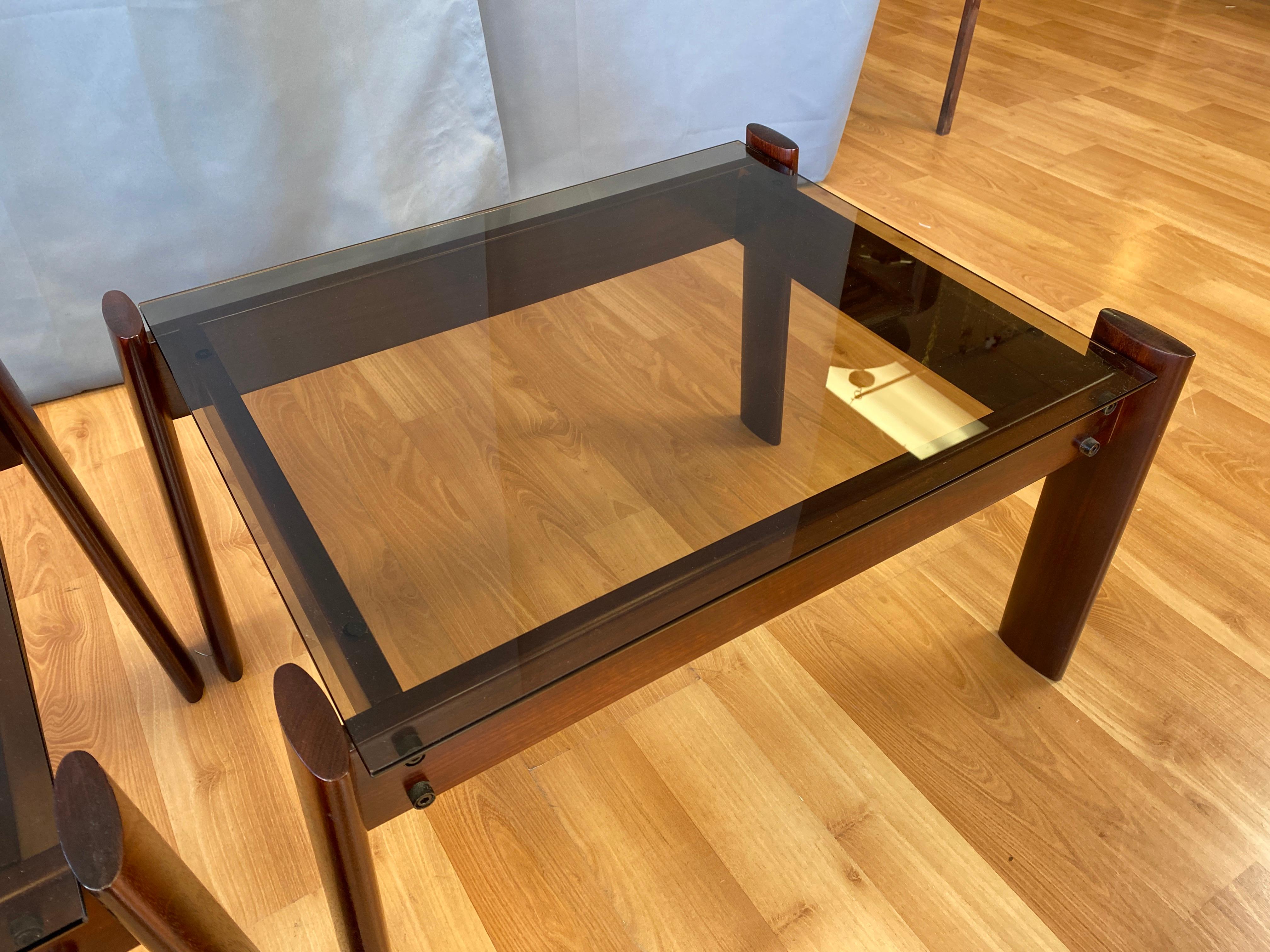 Tables basses et tables d'extrémité de 3 pièces conçues par Percival Lafer en bois de rose de Jacaranda en vente 8