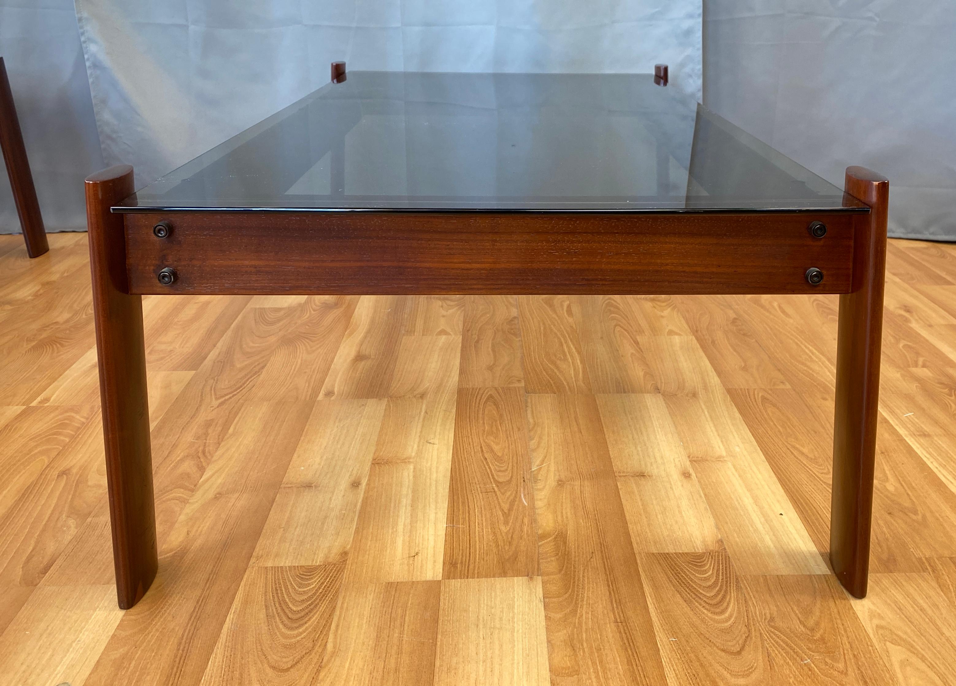 Verre Tables basses et tables d'extrémité de 3 pièces conçues par Percival Lafer en bois de rose de Jacaranda en vente