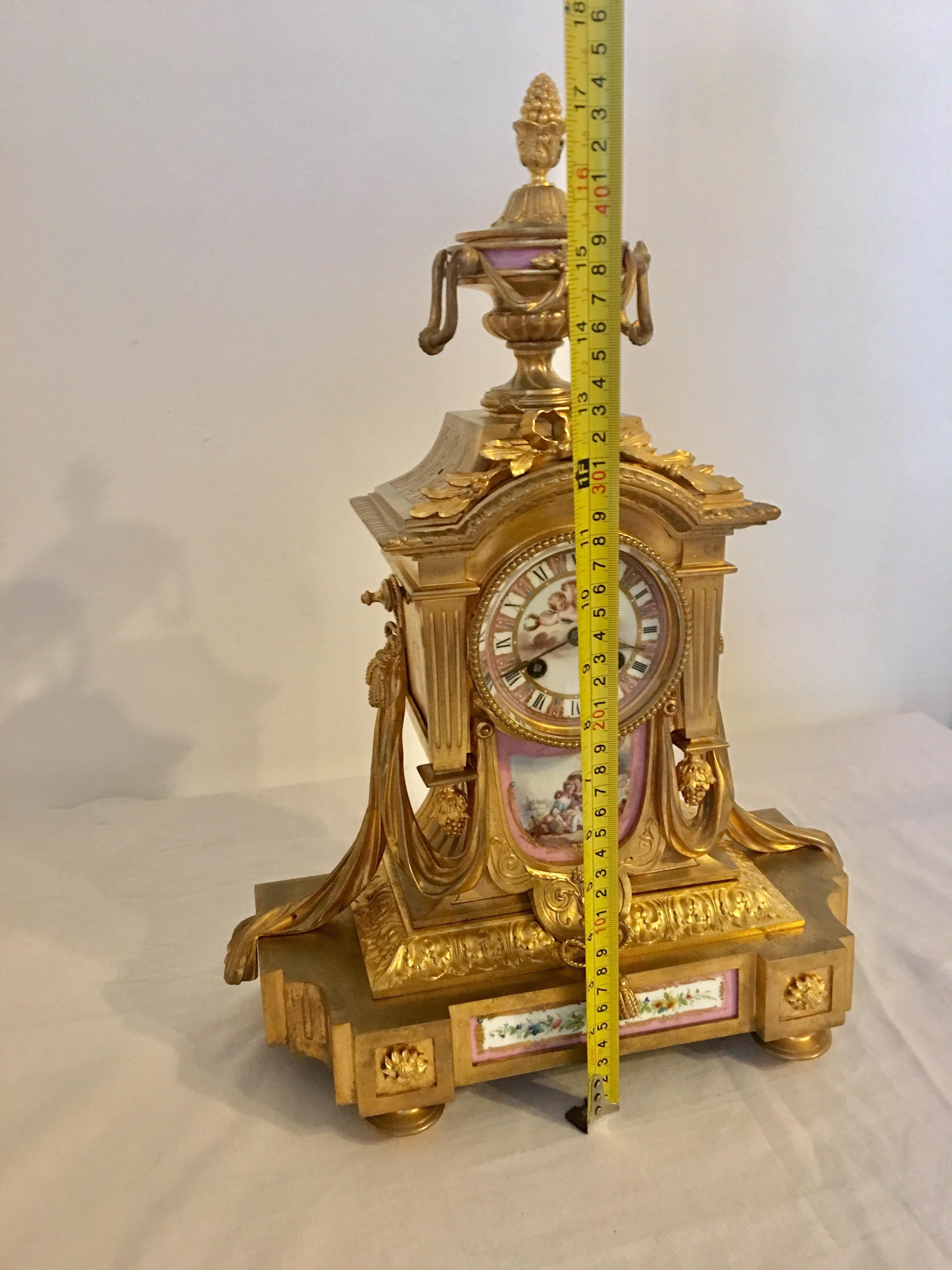 3pcs Set Porcelain Ormolu French Clock Signed Howell James & Co. “To the Queen” For Sale 8