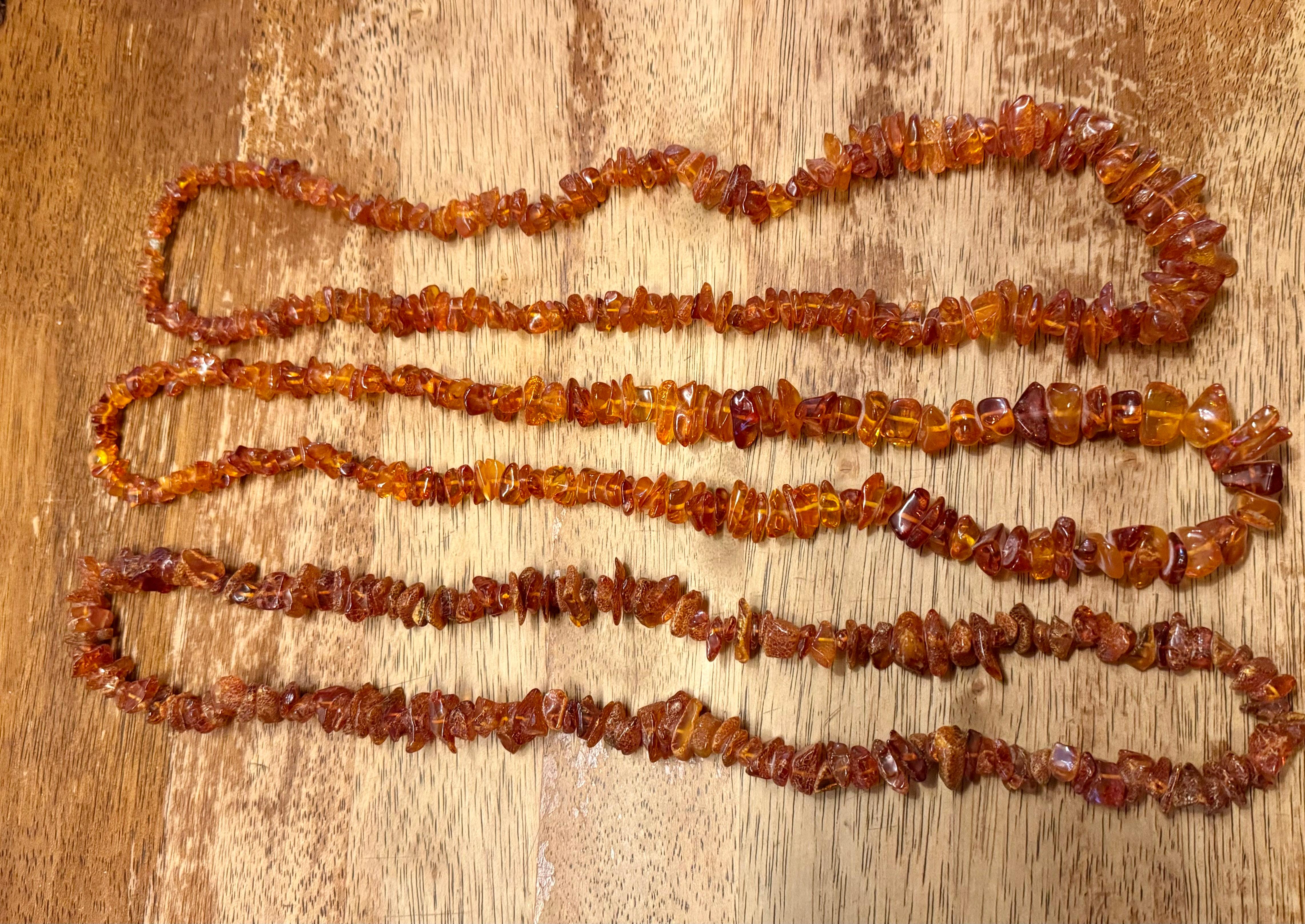 Women's or Men's 3ps Vintage Baltic Amber 60cm long necklace For Sale