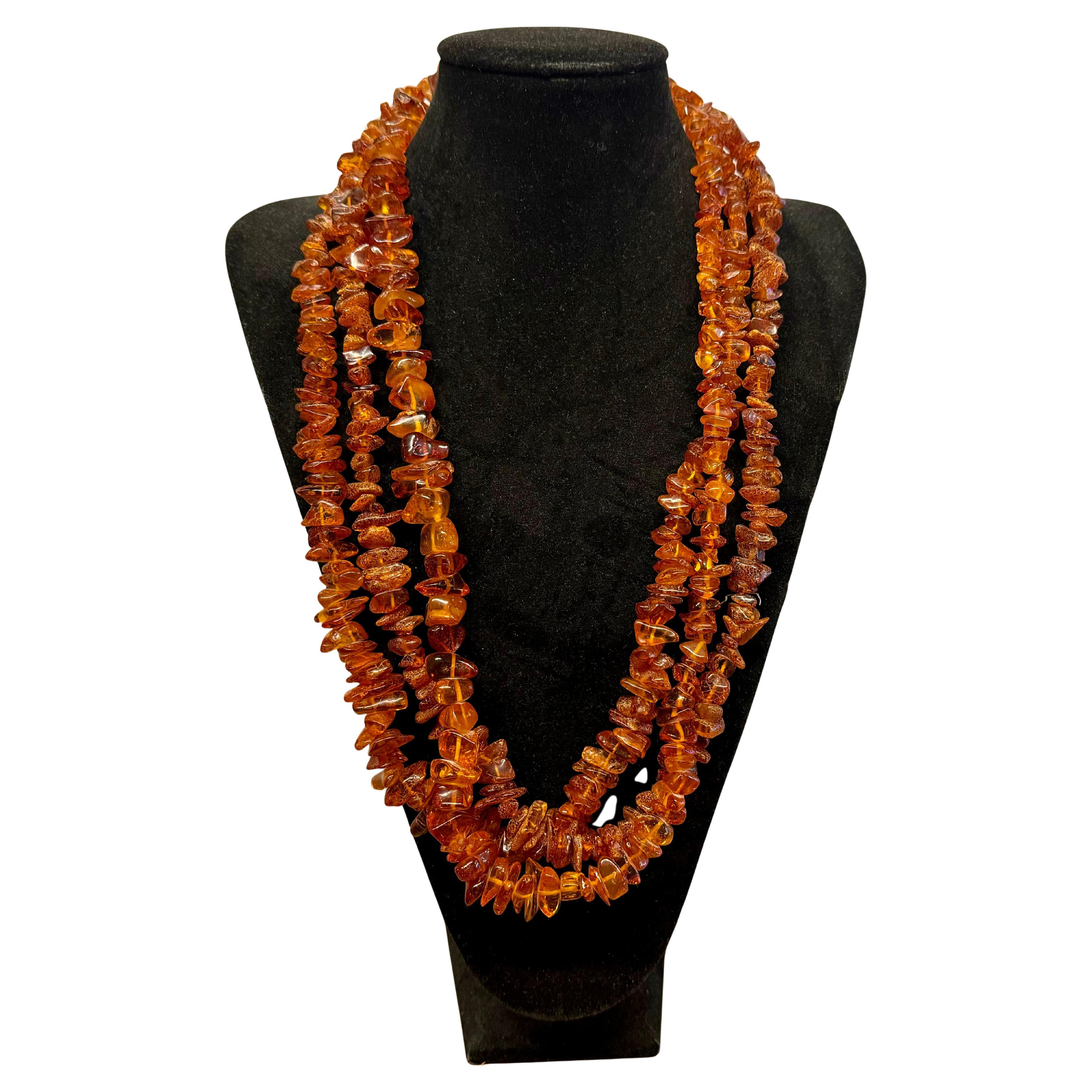 3ps Vintage Baltic Amber 60cm long necklace