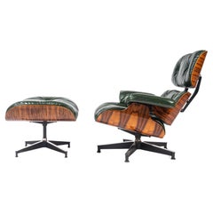 3rd Gen Eames Lounge Chair 670-671 in British Racing Green Leather