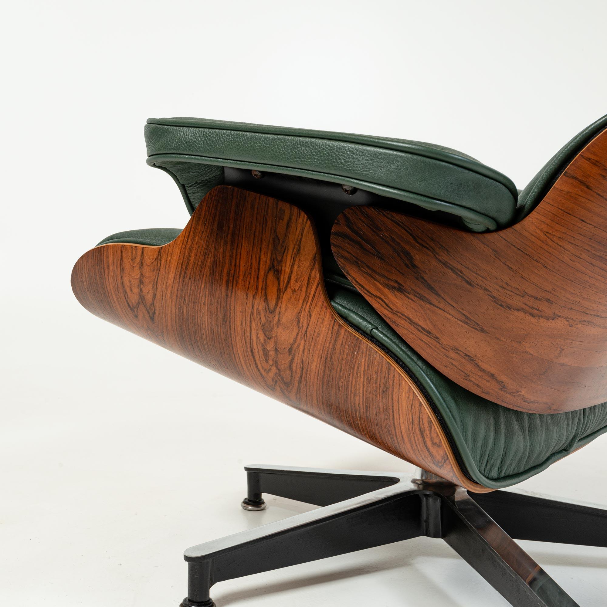 American 3rd Gen Eames Lounge Chair 670-671 in Elmo Baltique Forest Green Leather