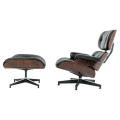 3rd Gen Eames Lounge Chair 670-671 in Original Black Leather