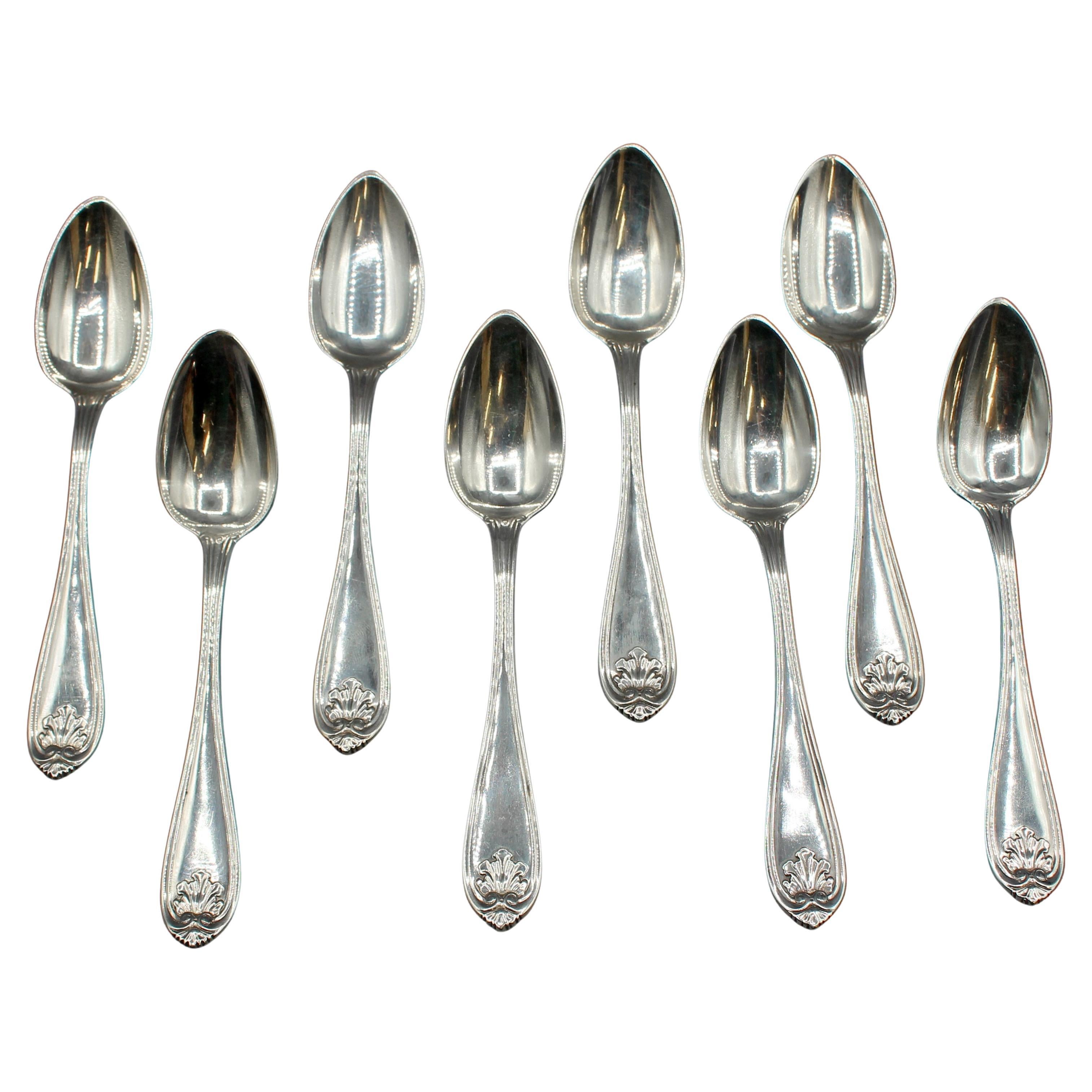 Set di 8 cucchiaini d'argento con monete del 3° quarto del XIX secolo di Gorham