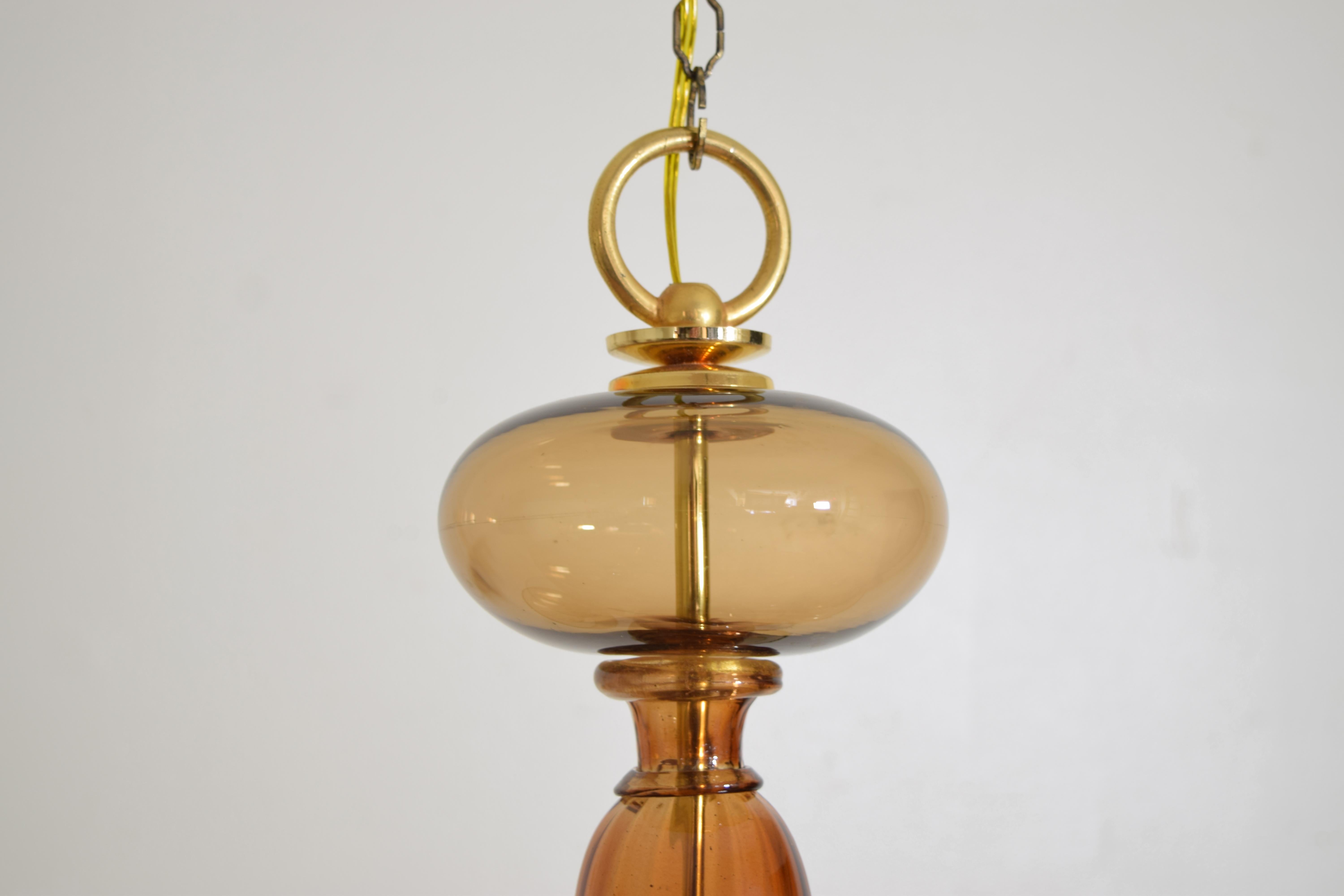 Fired 3rd Quarter 20th Century Italian Murano 6 Light Chandelier