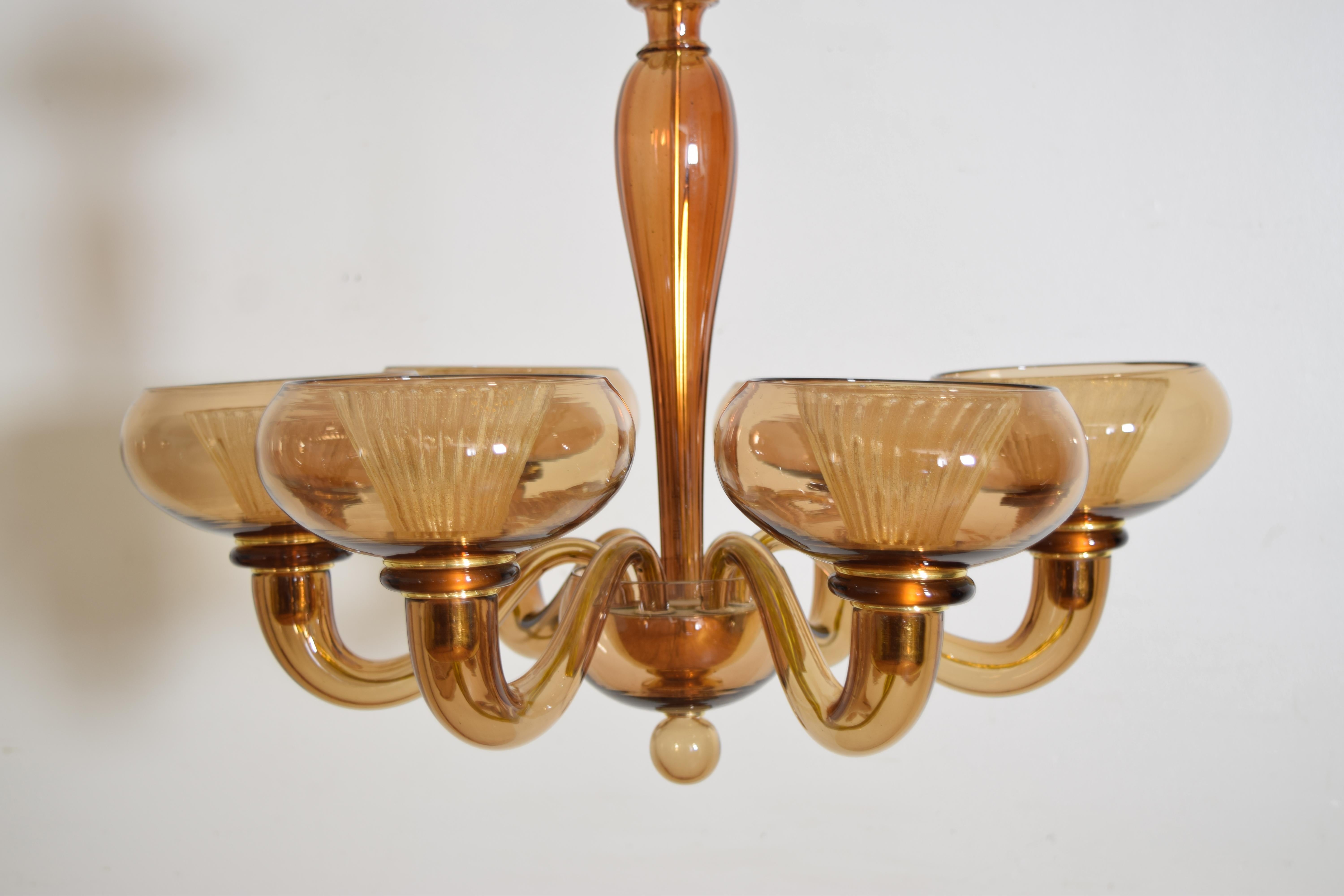 Late 20th Century 3rd Quarter 20th Century Italian Murano 6 Light Chandelier