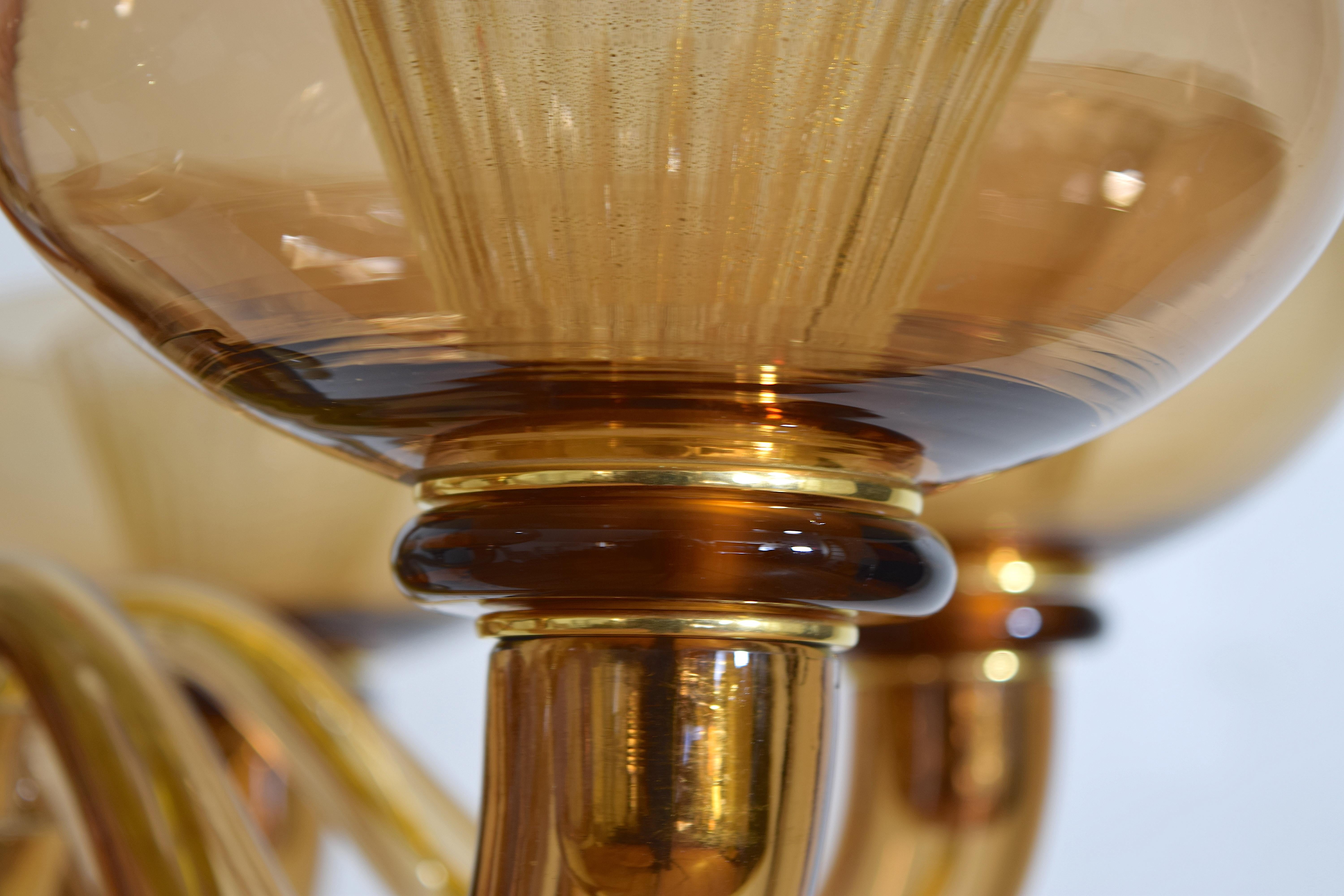 3rd Quarter 20th Century Italian Murano 6 Light Chandelier 2