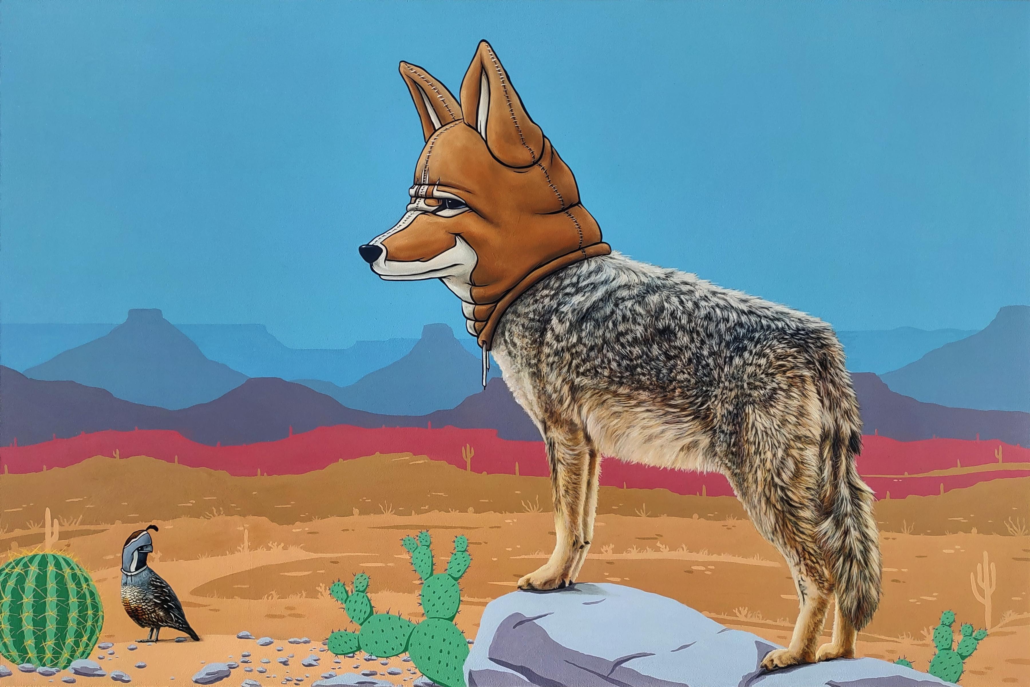 3rd Version (Ben Patterson) Animal Painting – „Masken We Wear, Overtaking the Past“, Maskiertes Cayote-Ölgemälde