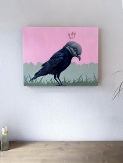 "Masks We Wear, to Transform", Bird with a Bird Mask Oil Painting