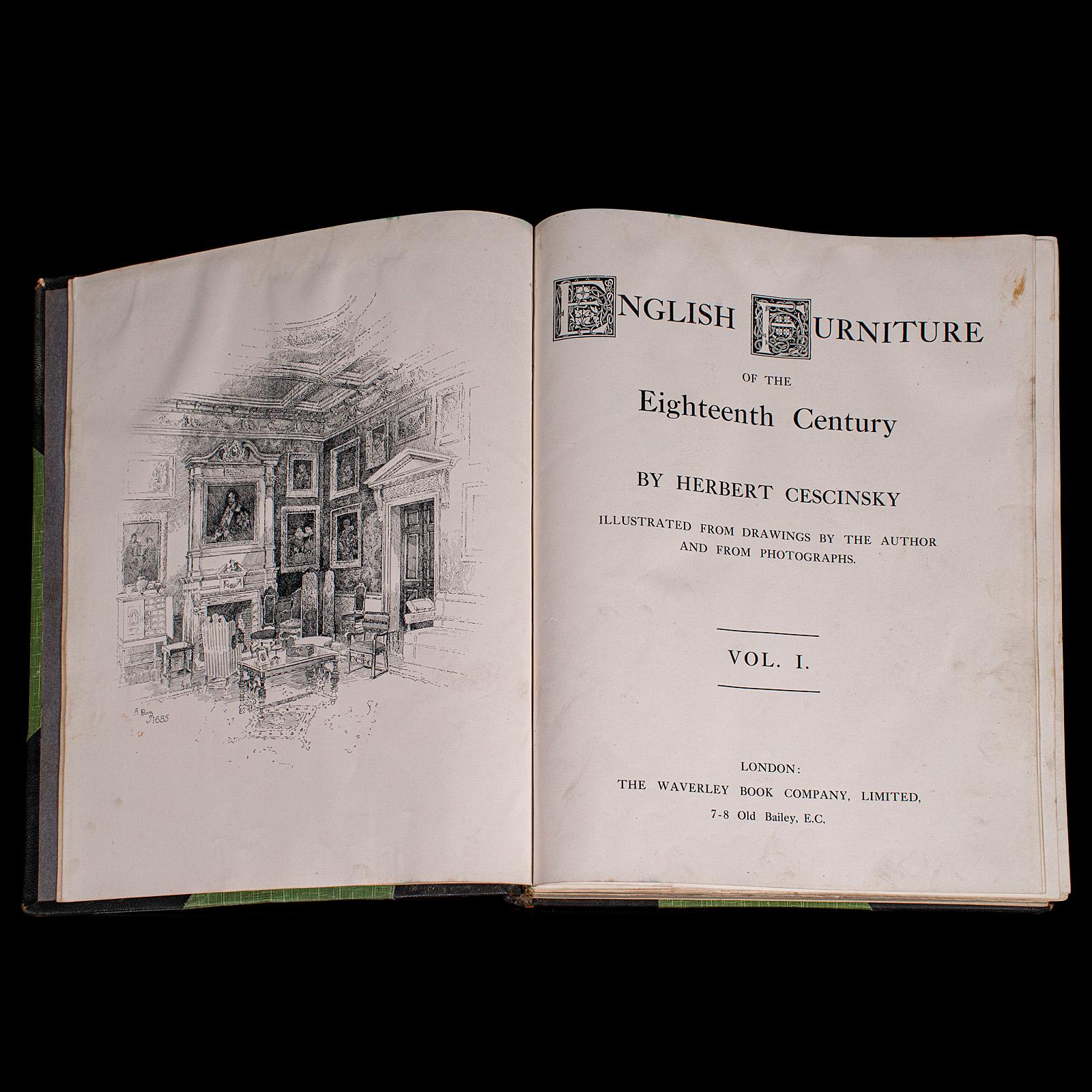 Mid-Century Modern 3vols Antique Reference Books, English Furniture of the 18th Century, Cescinsky For Sale
