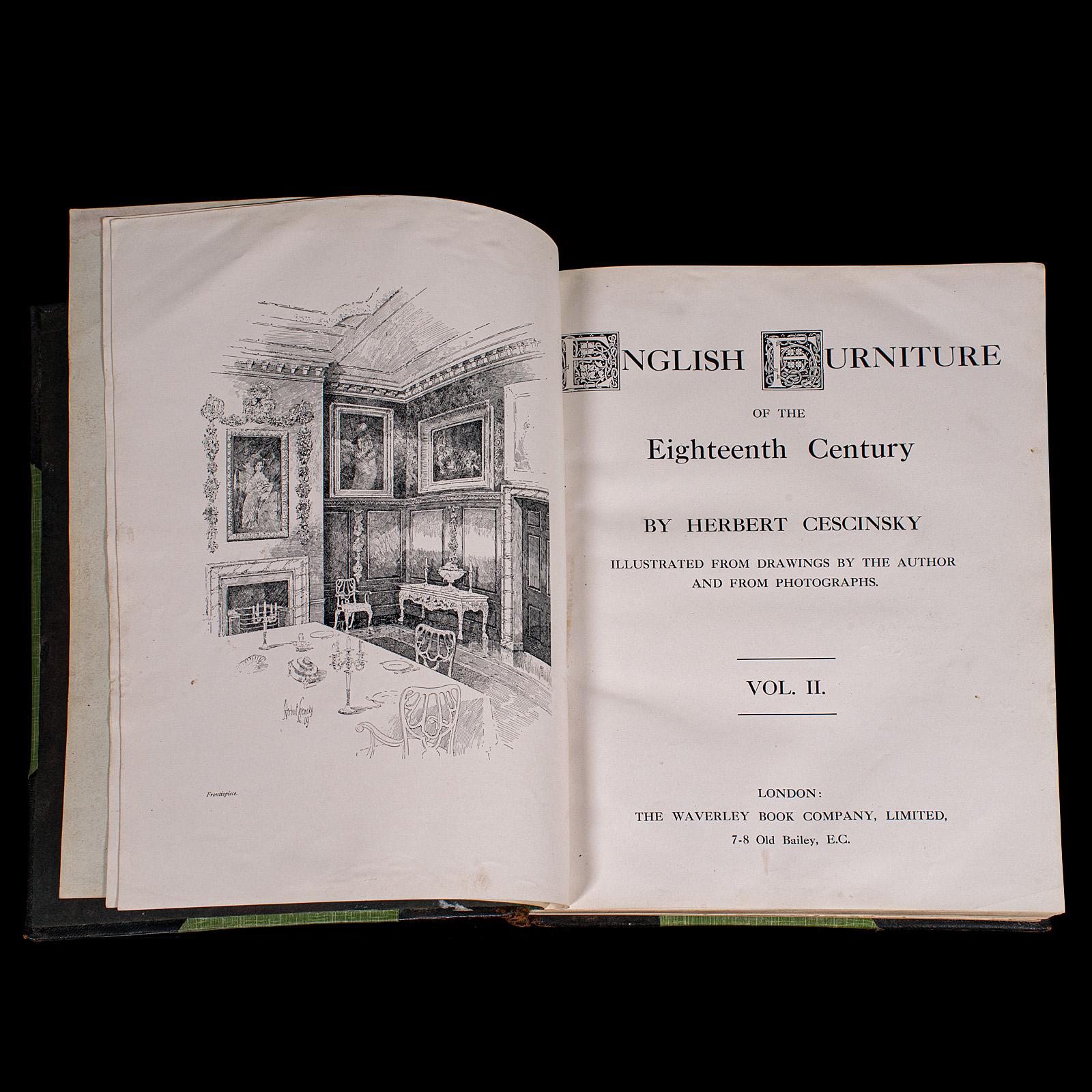 Paper 3vols Antique Reference Books, English Furniture of the 18th Century, Cescinsky For Sale