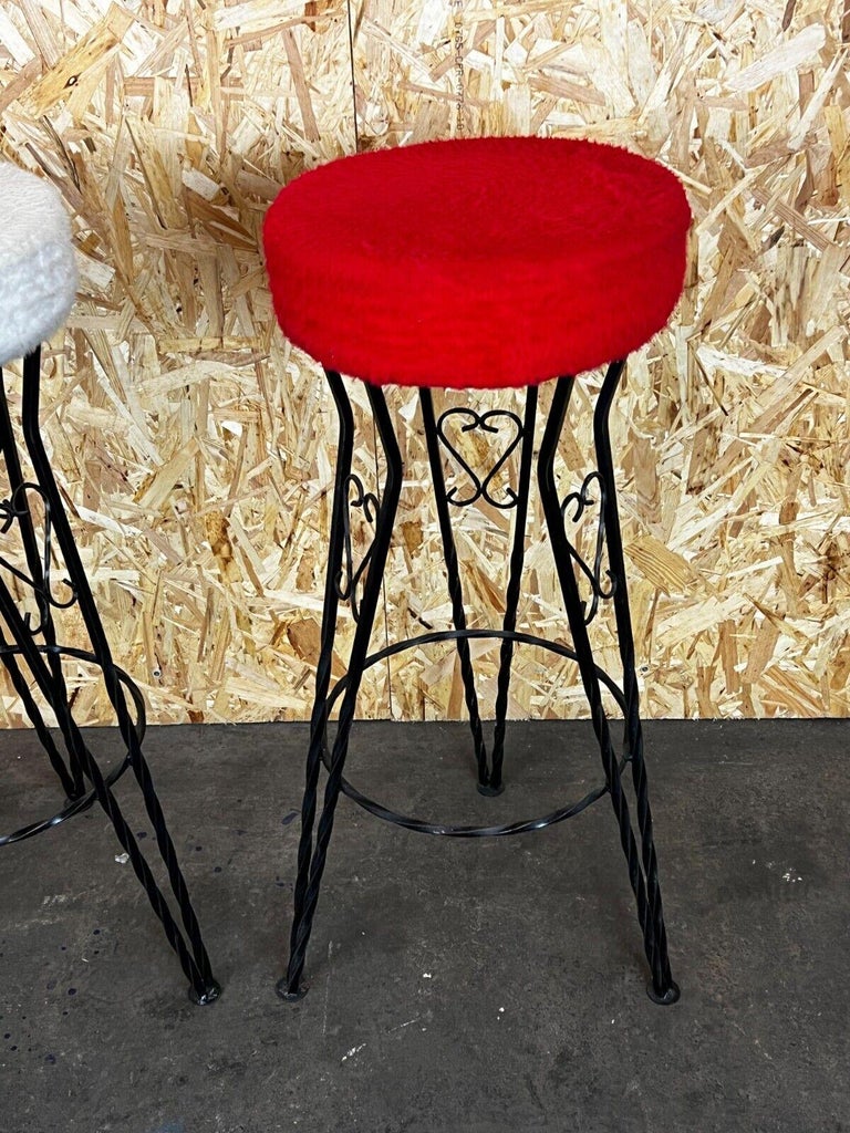 3x 50s 60s Bar Stools Brutalist Iron Cast Iron Design 50s 60s For Sale