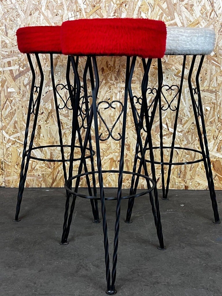 3x 50s 60s Bar Stools Brutalist Iron Cast Iron Design 50s 60s For Sale