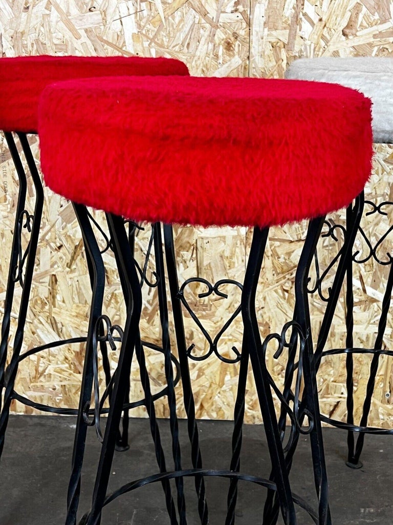 3x 50s 60s Bar Stools Brutalist Iron Cast Iron Design 50s 60s For Sale
