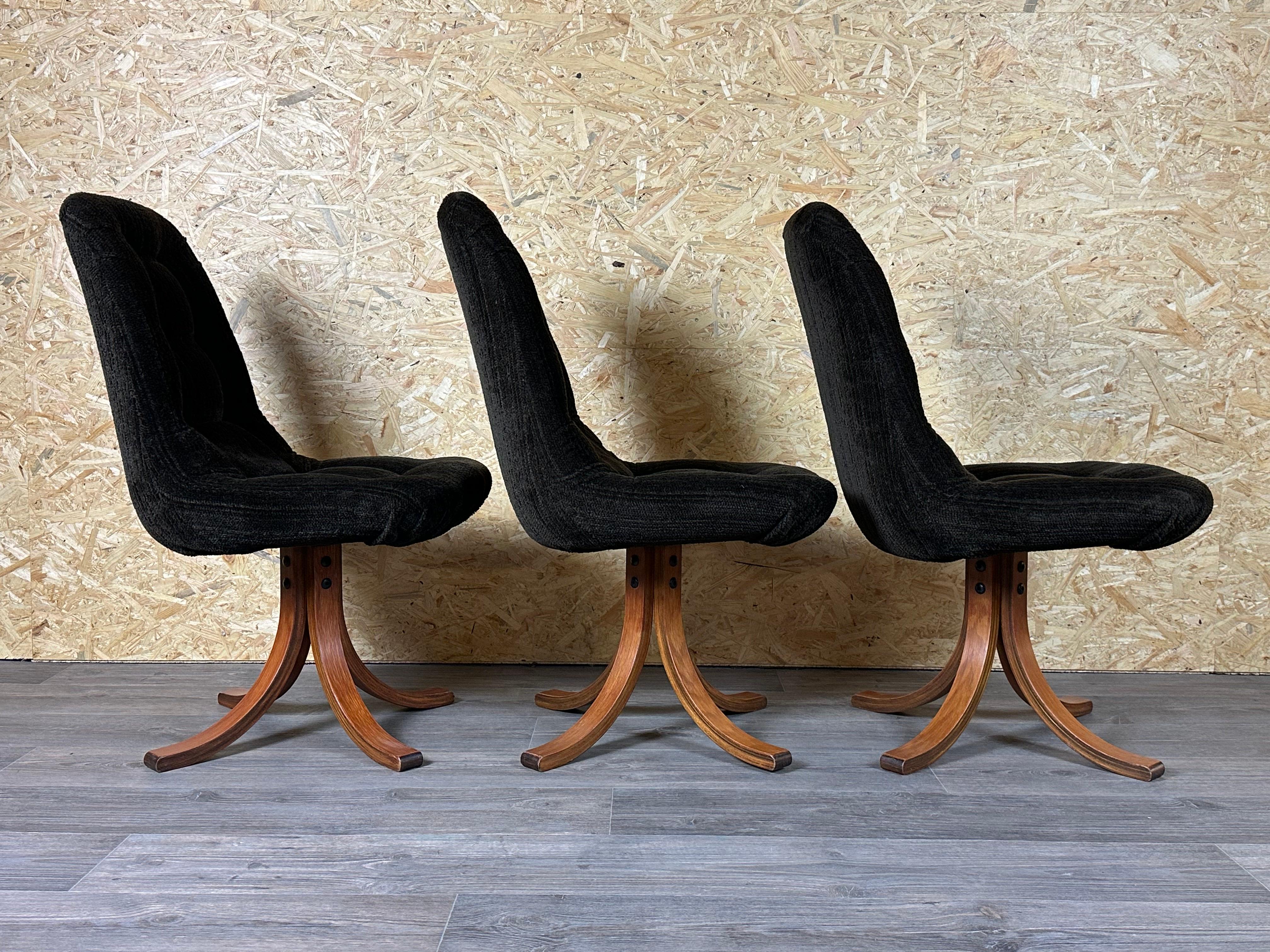 3x 60s 70s chair swivel chair dining chair mid century Danish modern design For Sale 5
