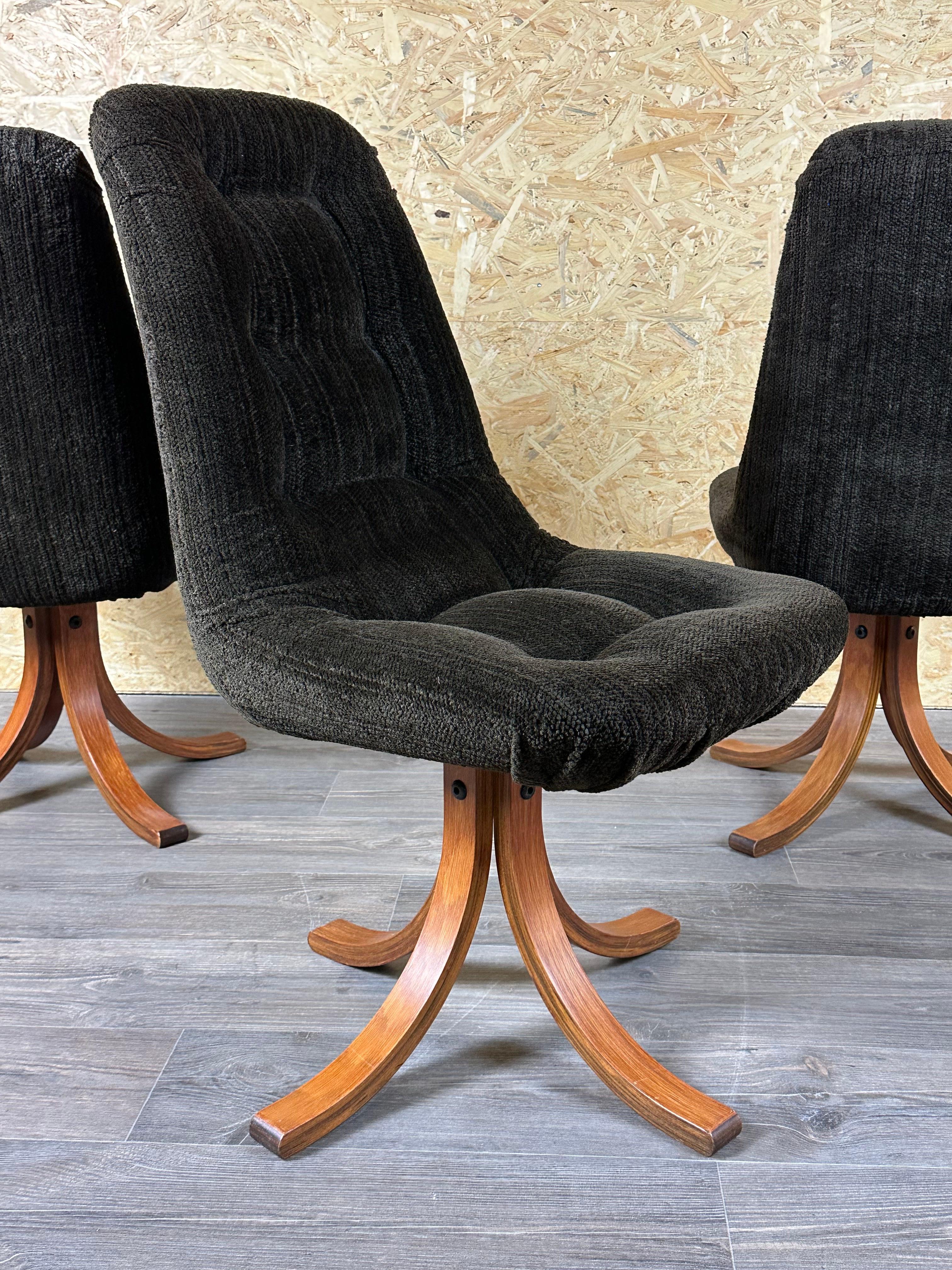 3x 60s 70s chair swivel chair dining chair mid century Danish modern design For Sale 7