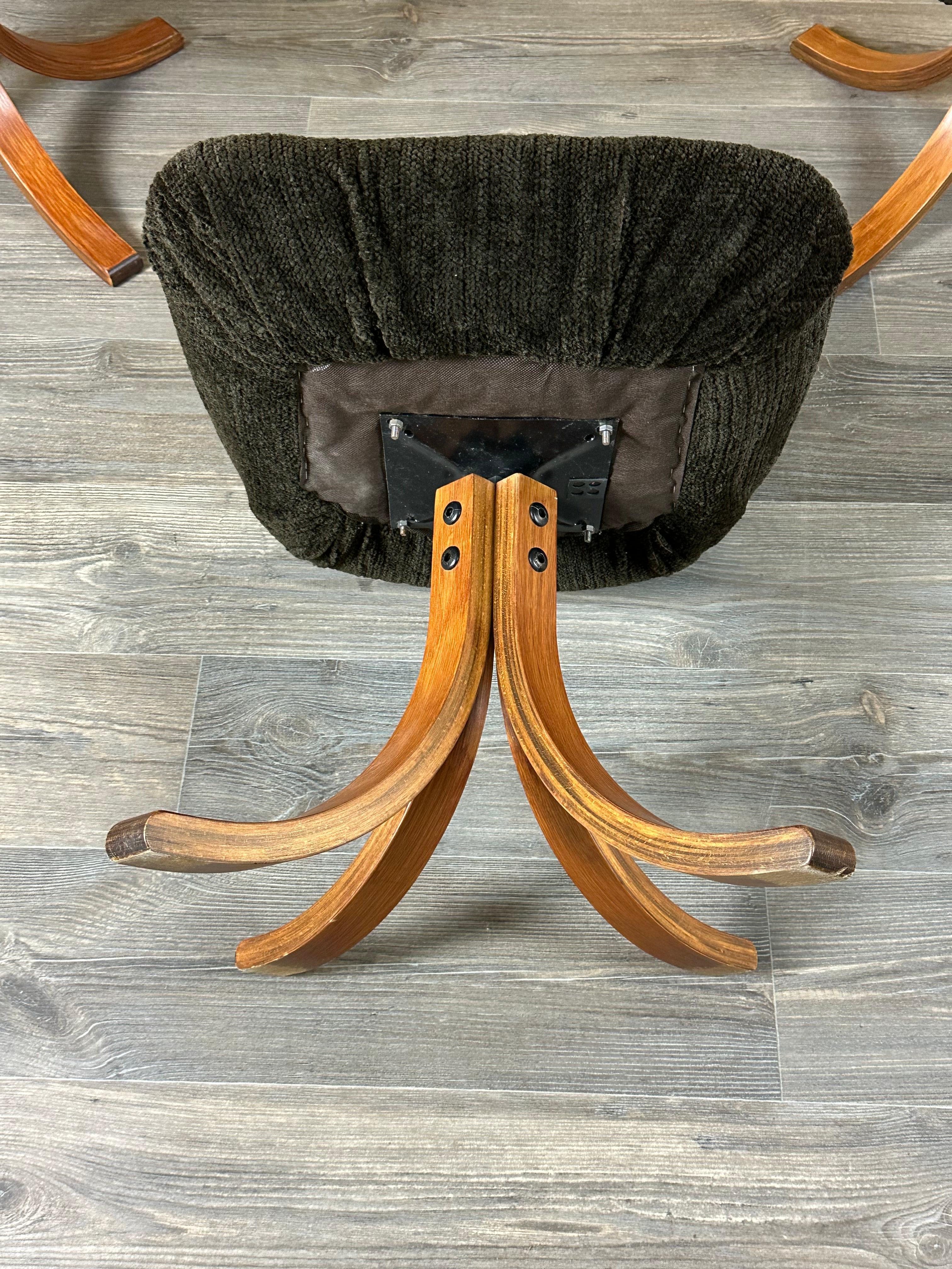 3x 60s 70s chair swivel chair dining chair mid century Danish modern design For Sale 11