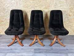 3x 60s 70s chair swivel chair dining chair mid century Danish modern design