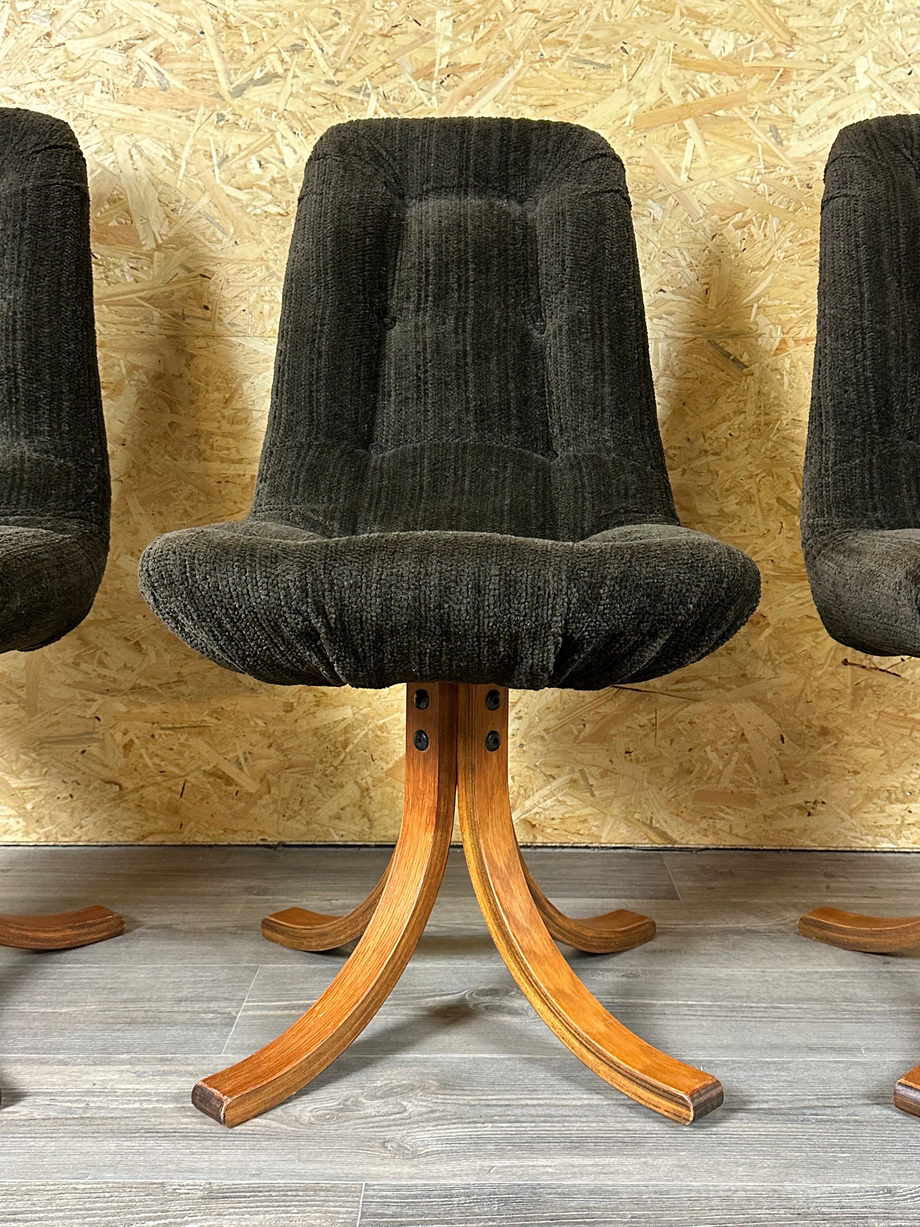 Fabric 3x 60s 70s chair swivel chair dining chair mid century Danish modern design For Sale