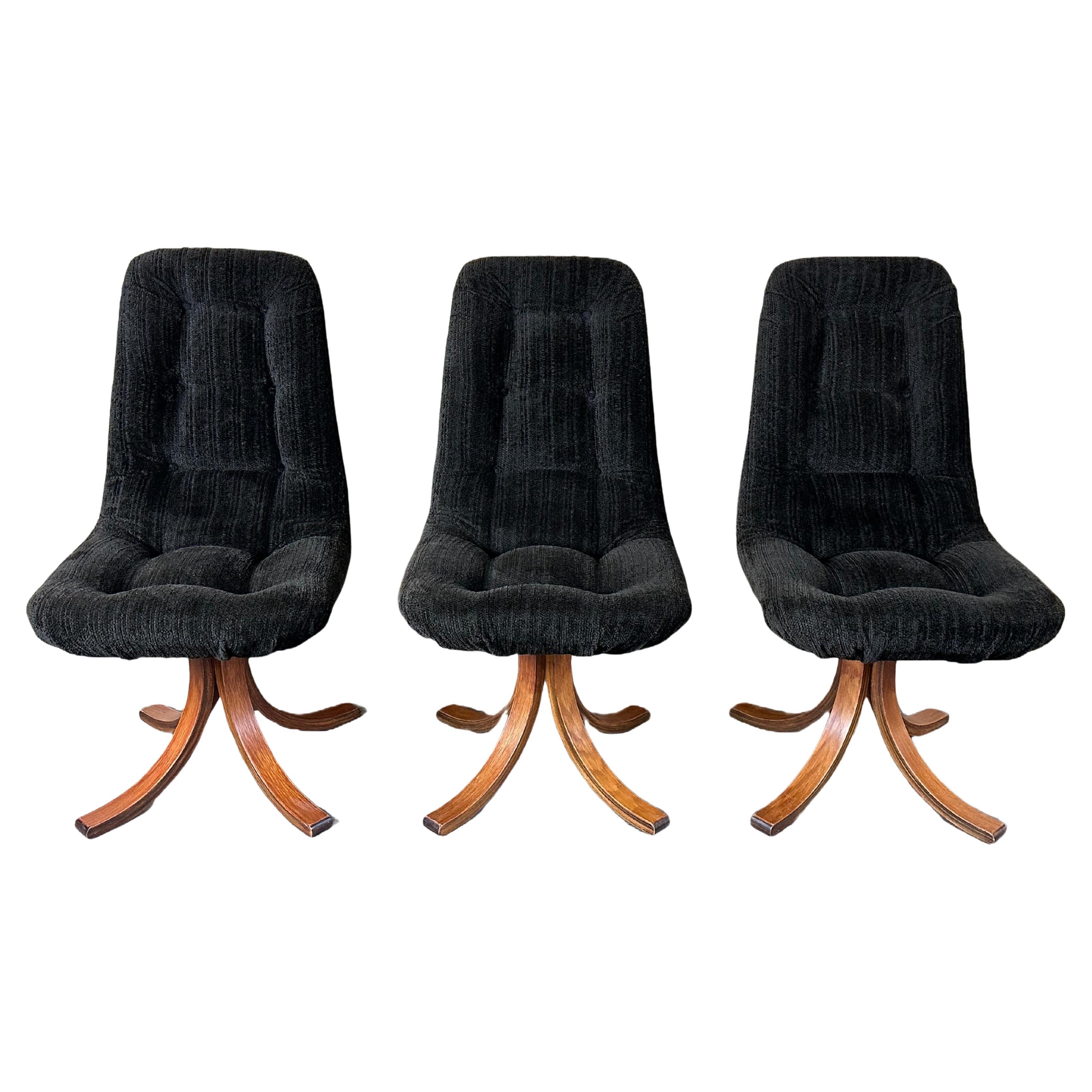 3x 60s 70s chair swivel chair dining chair mid century Danish modern design