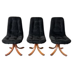 3x 60s 70s chair swivel chair dining chair mid century Danish modern design