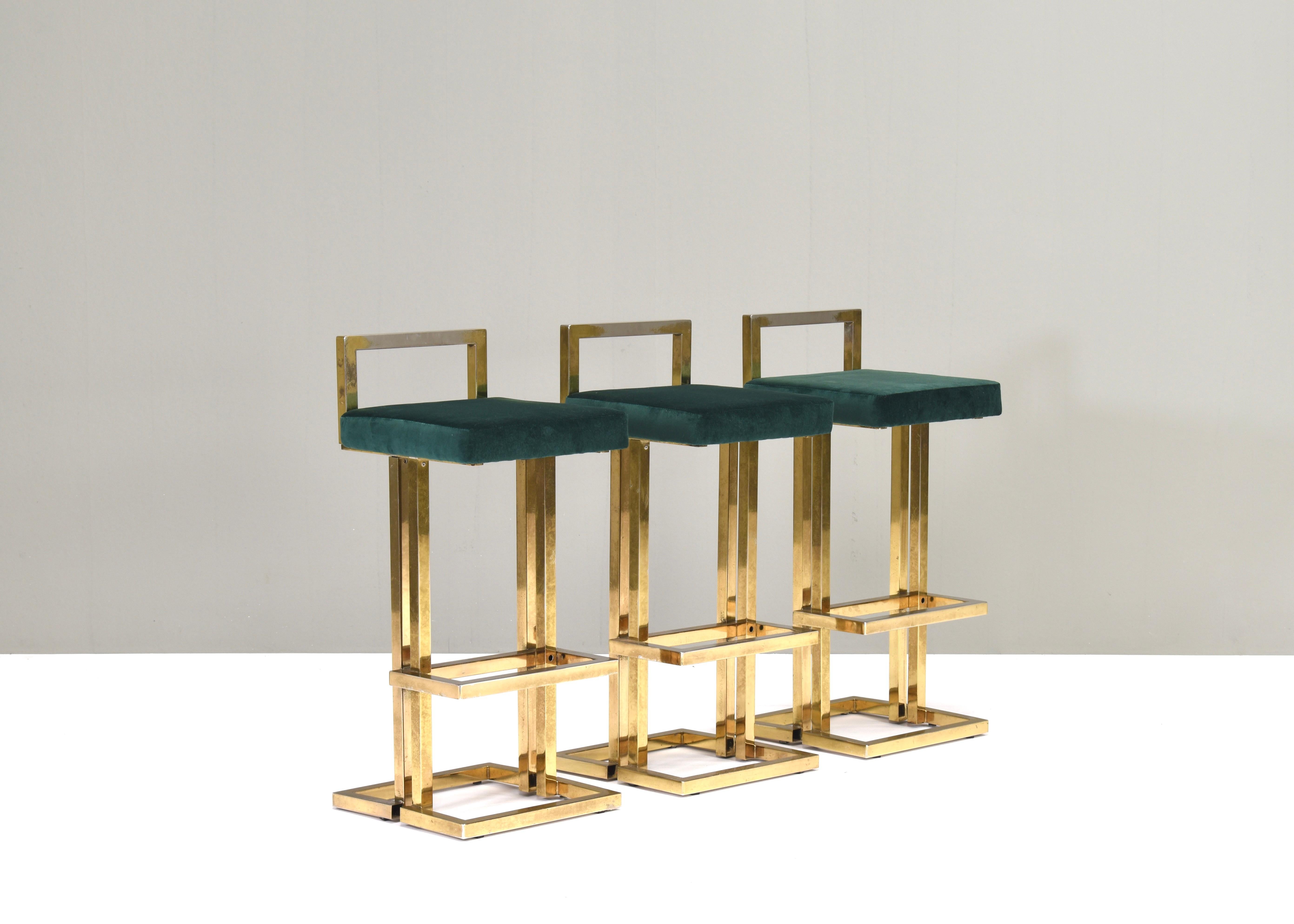 set of 2 bar stool brass