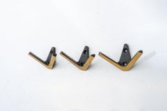 3x Ganci da parete in ottone degli anni '50