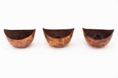 3x Copper Candle Holder Around 1950s