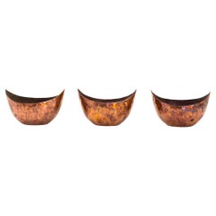3x Copper Candle Holder Around 1950s