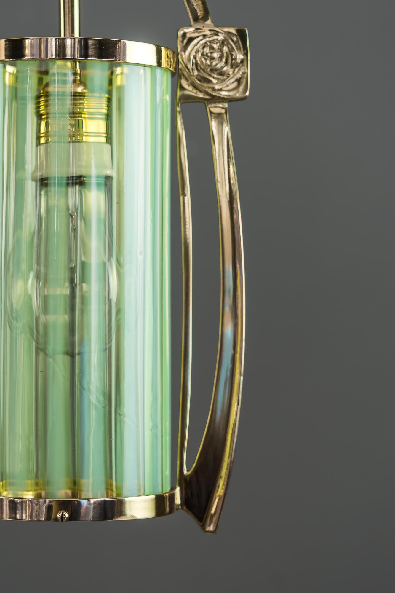 3x Jugendstil Pendant with Original Opaline Glass Shades, Vienna, Around 1910s 7