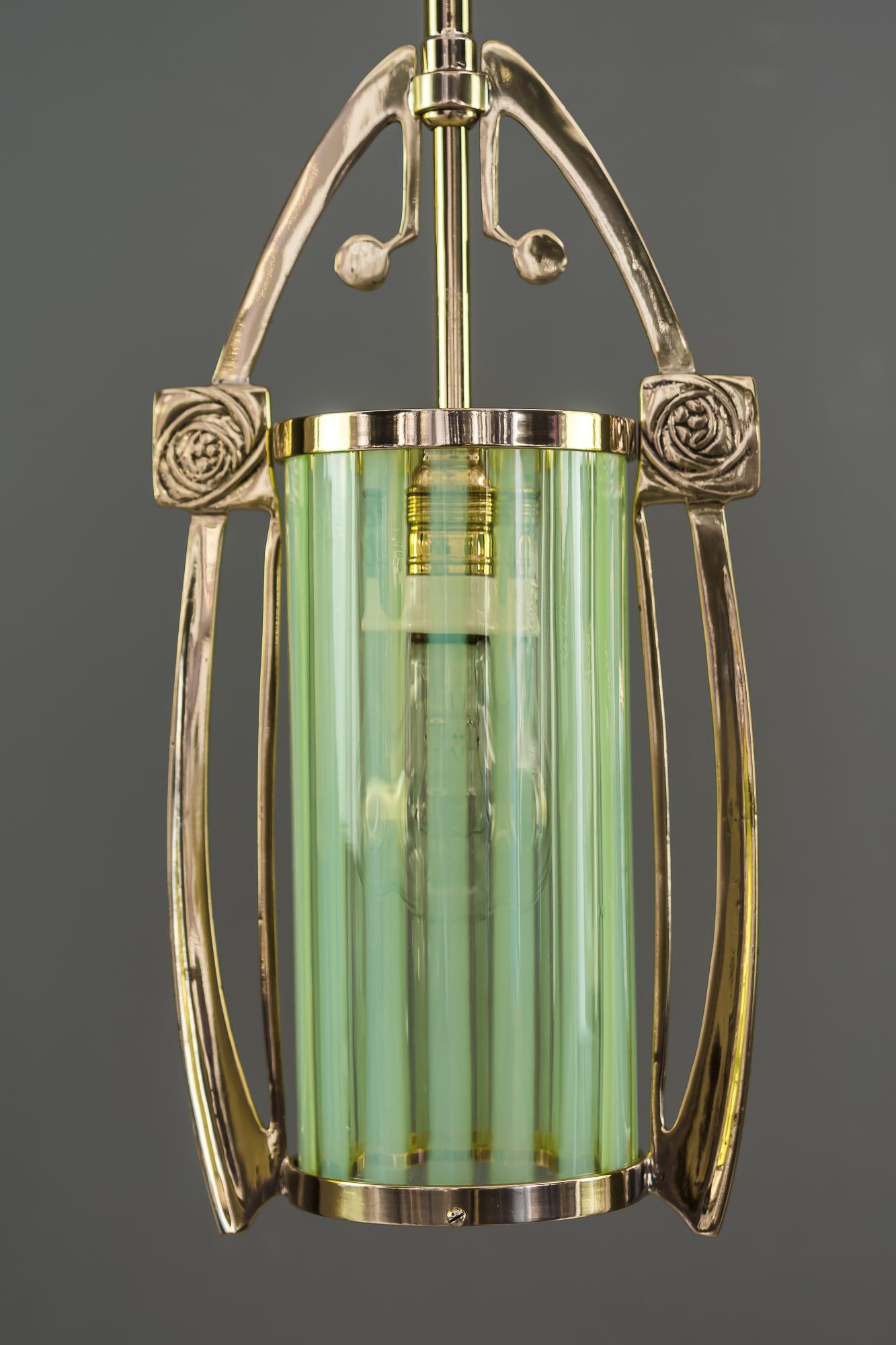 3x Jugendstil Pendant with Original Opaline Glass Shades, Vienna, Around 1910s In Good Condition In Wien, AT