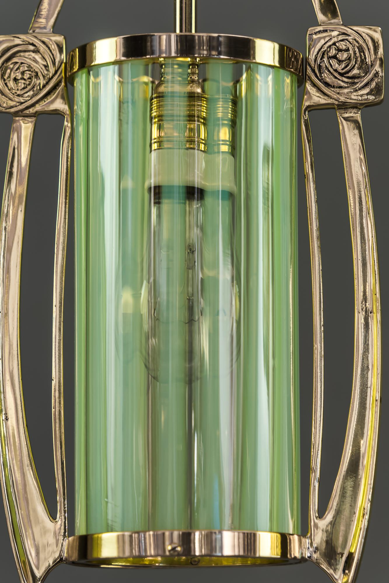 3x Jugendstil Pendant with Original Opaline Glass Shades, Vienna, Around 1910s 1