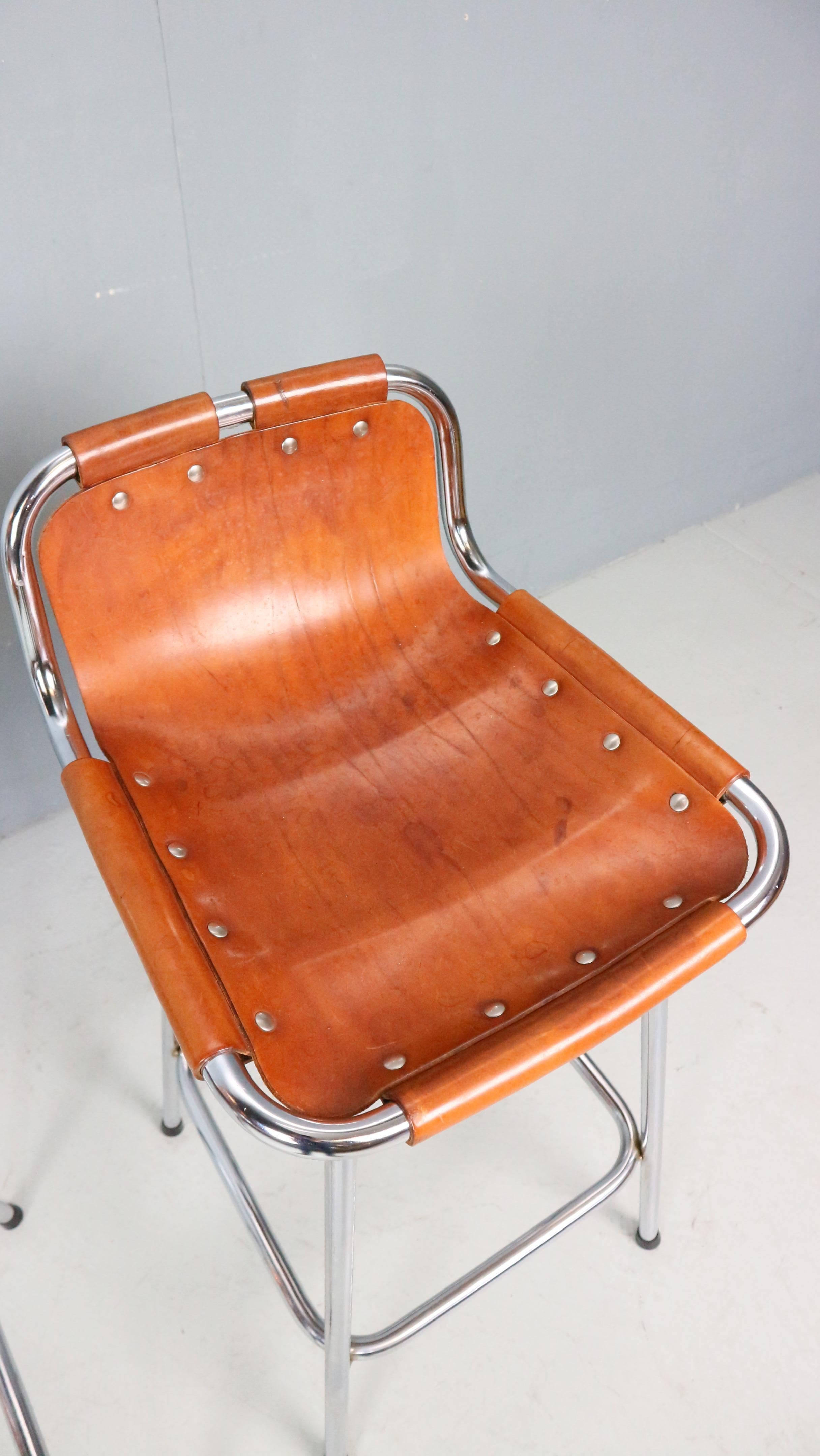 3x Leather Bar Stool for Les Arc Ski Resort, Selected by Charlotte Perriand 3
