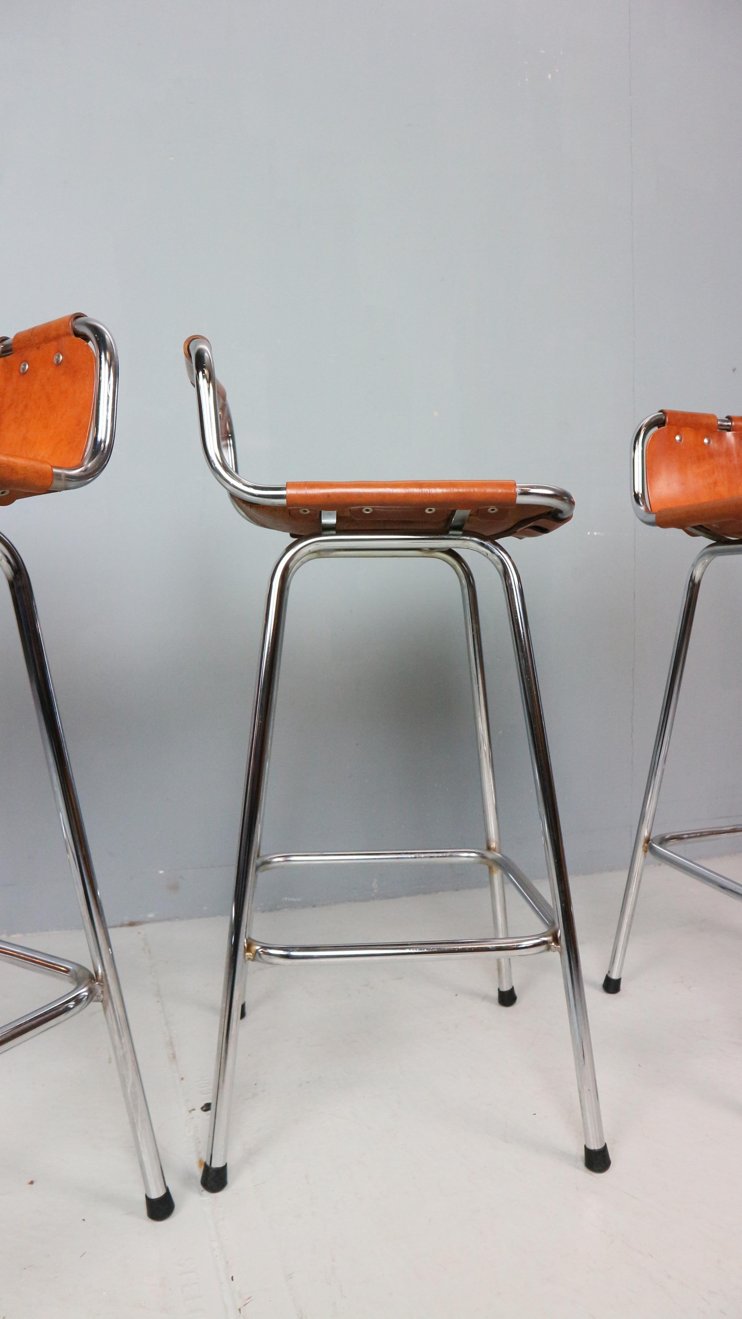 3x Leather Bar Stool for Les Arc Ski Resort, Selected by Charlotte Perriand 7