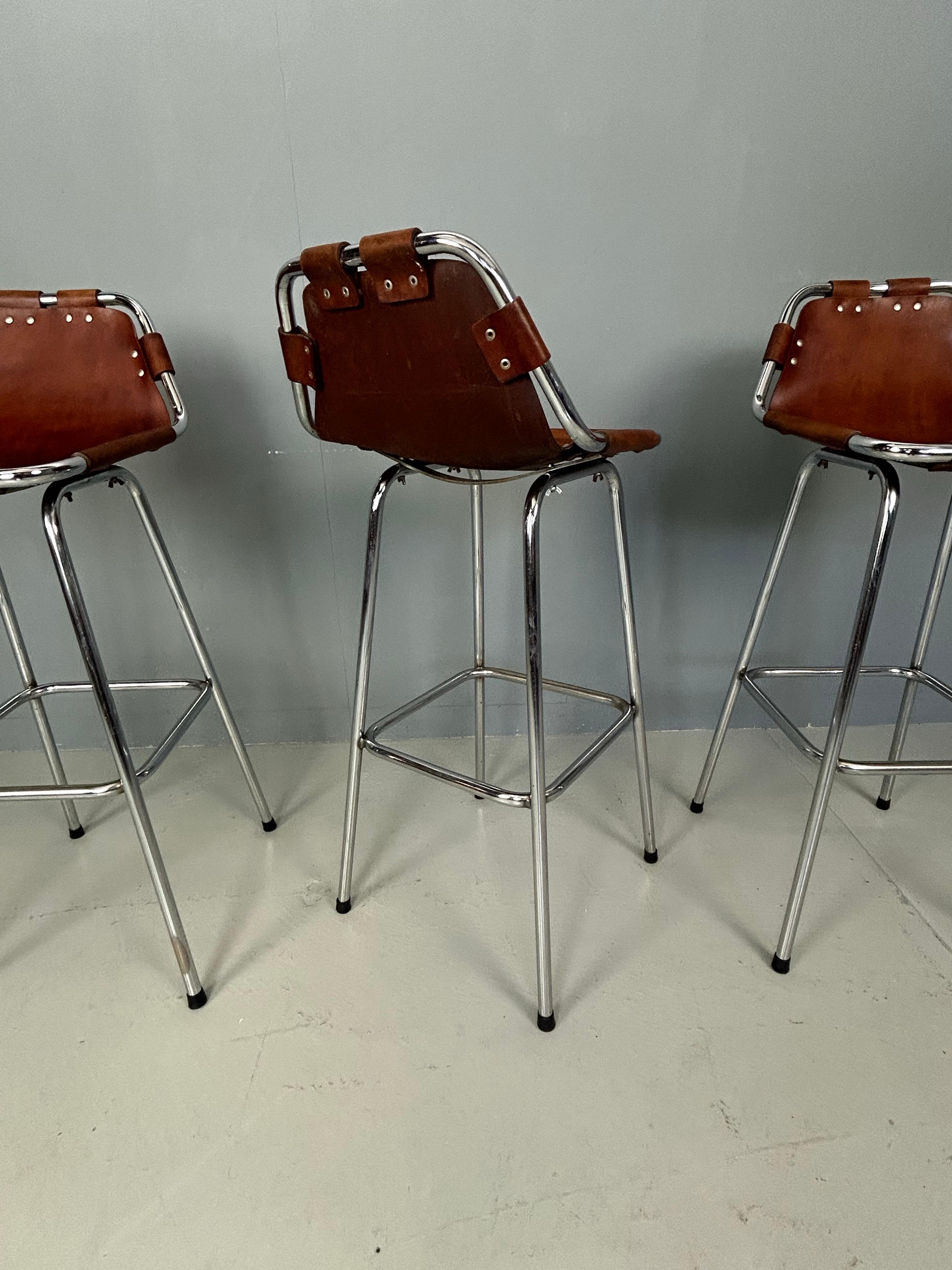 3x Leather Bar Stool for Les Arc Ski Resort, Selected by Charlotte Perriand For Sale 8