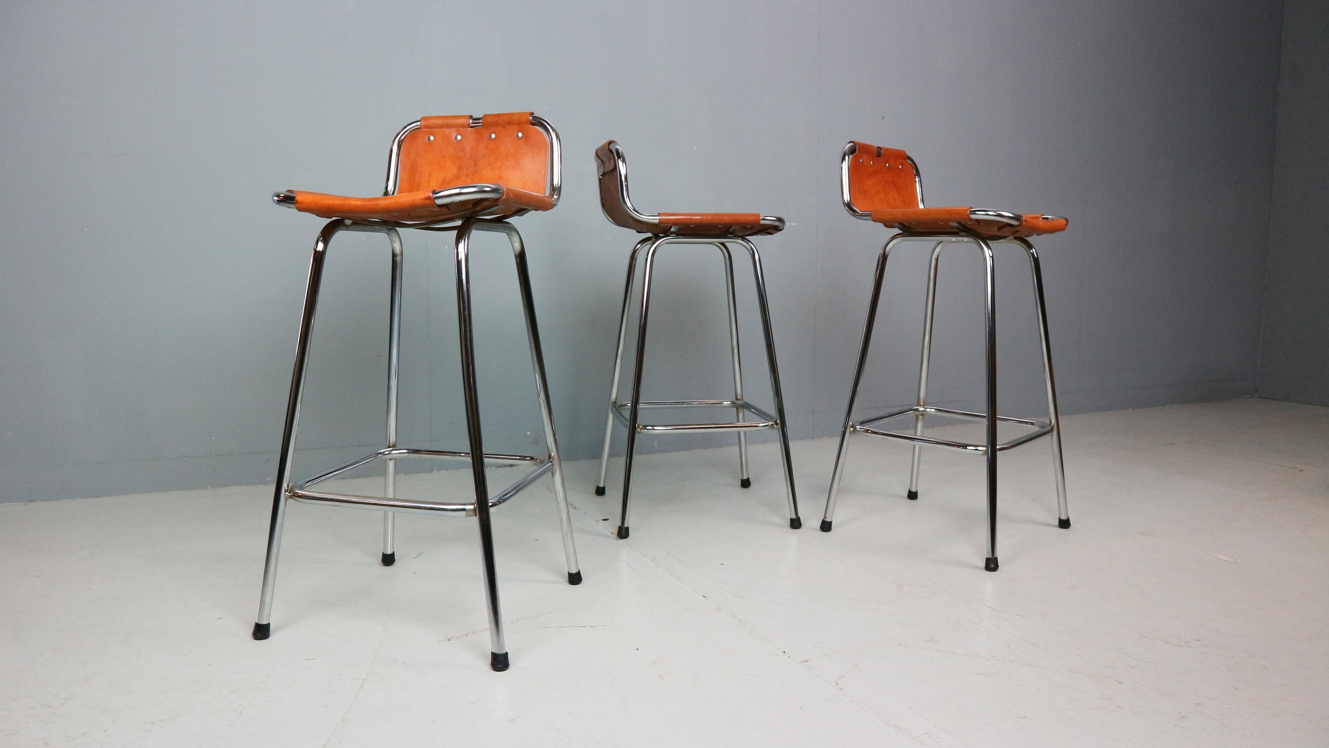 3x Leather Bar Stool for Les Arc Ski Resort, Selected by Charlotte Perriand 8