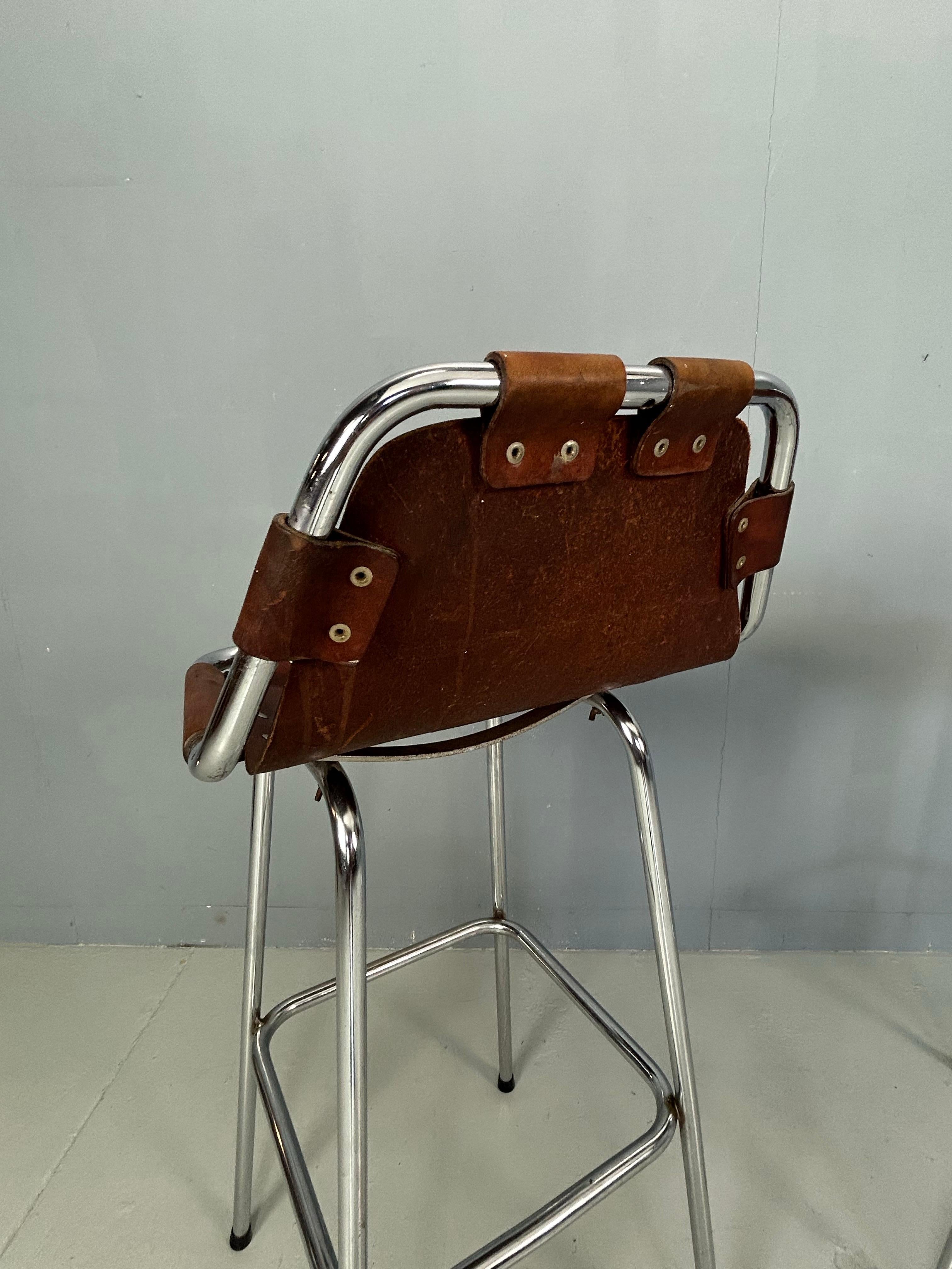 3x Leather Bar Stool for Les Arc Ski Resort, Selected by Charlotte Perriand For Sale 9