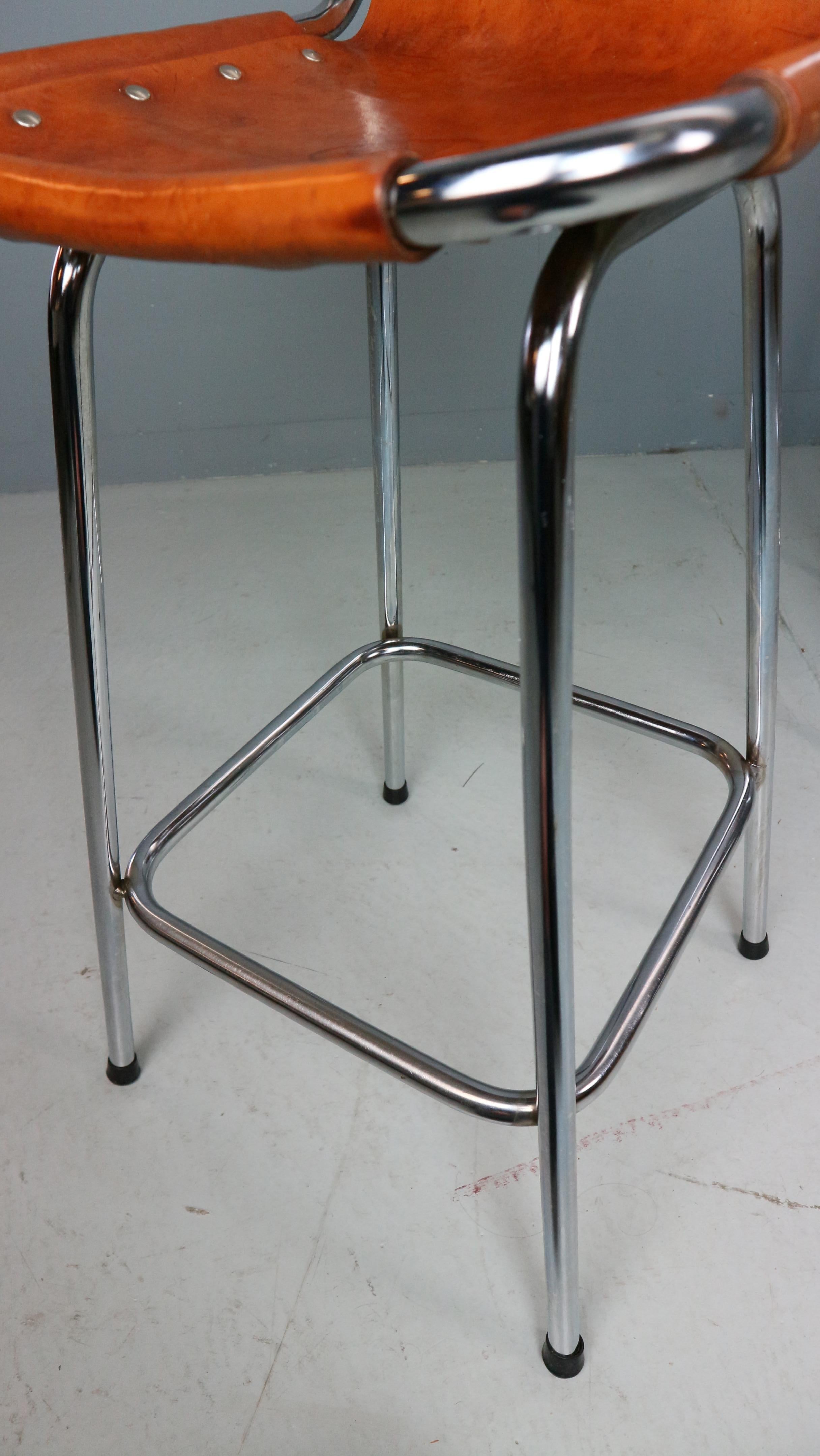 3x Leather Bar Stool for Les Arc Ski Resort, Selected by Charlotte Perriand 9