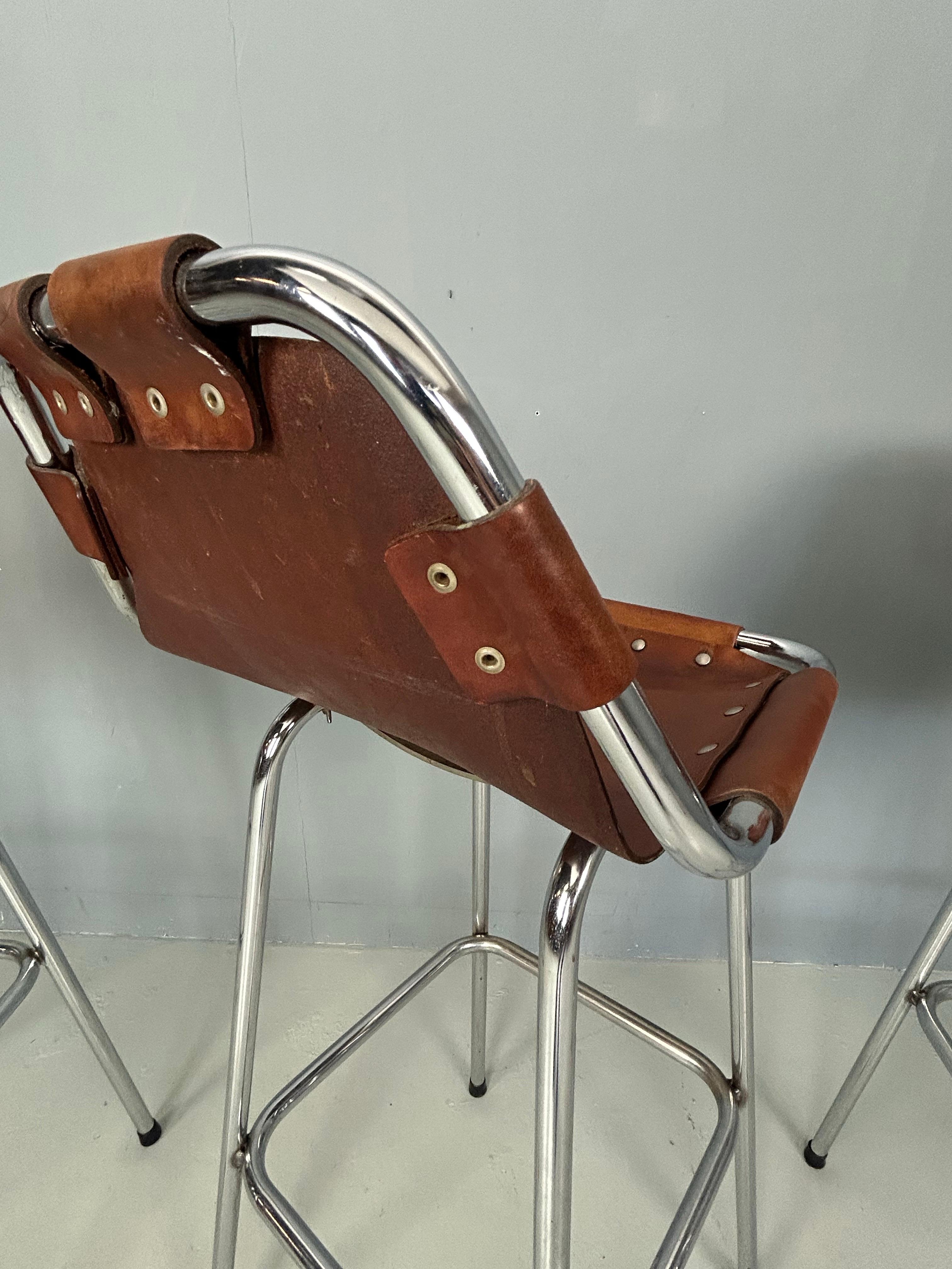 3x Leather Bar Stool for Les Arc Ski Resort, Selected by Charlotte Perriand For Sale 10