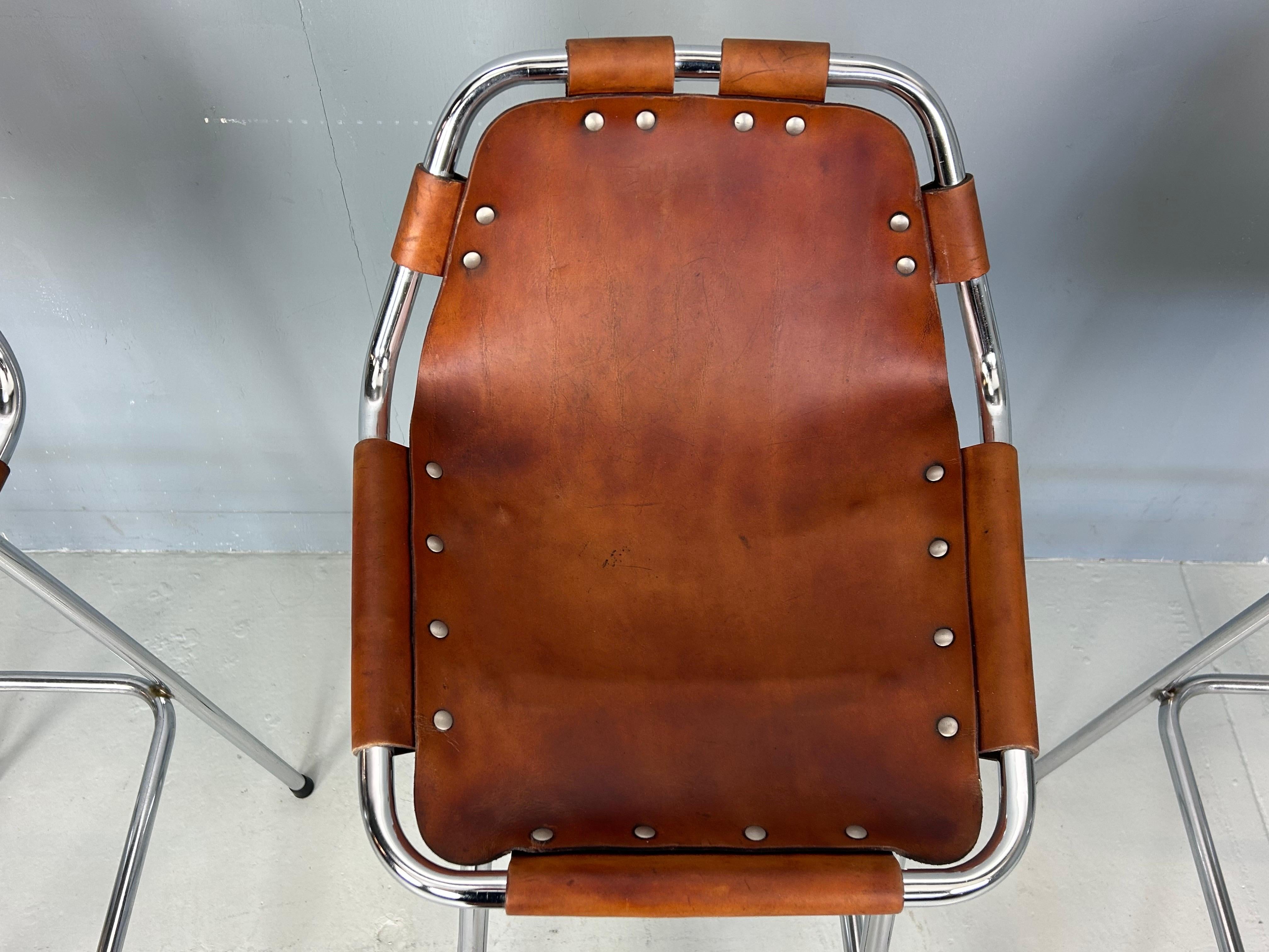 3x Leather Bar Stool for Les Arc Ski Resort, Selected by Charlotte Perriand For Sale 11