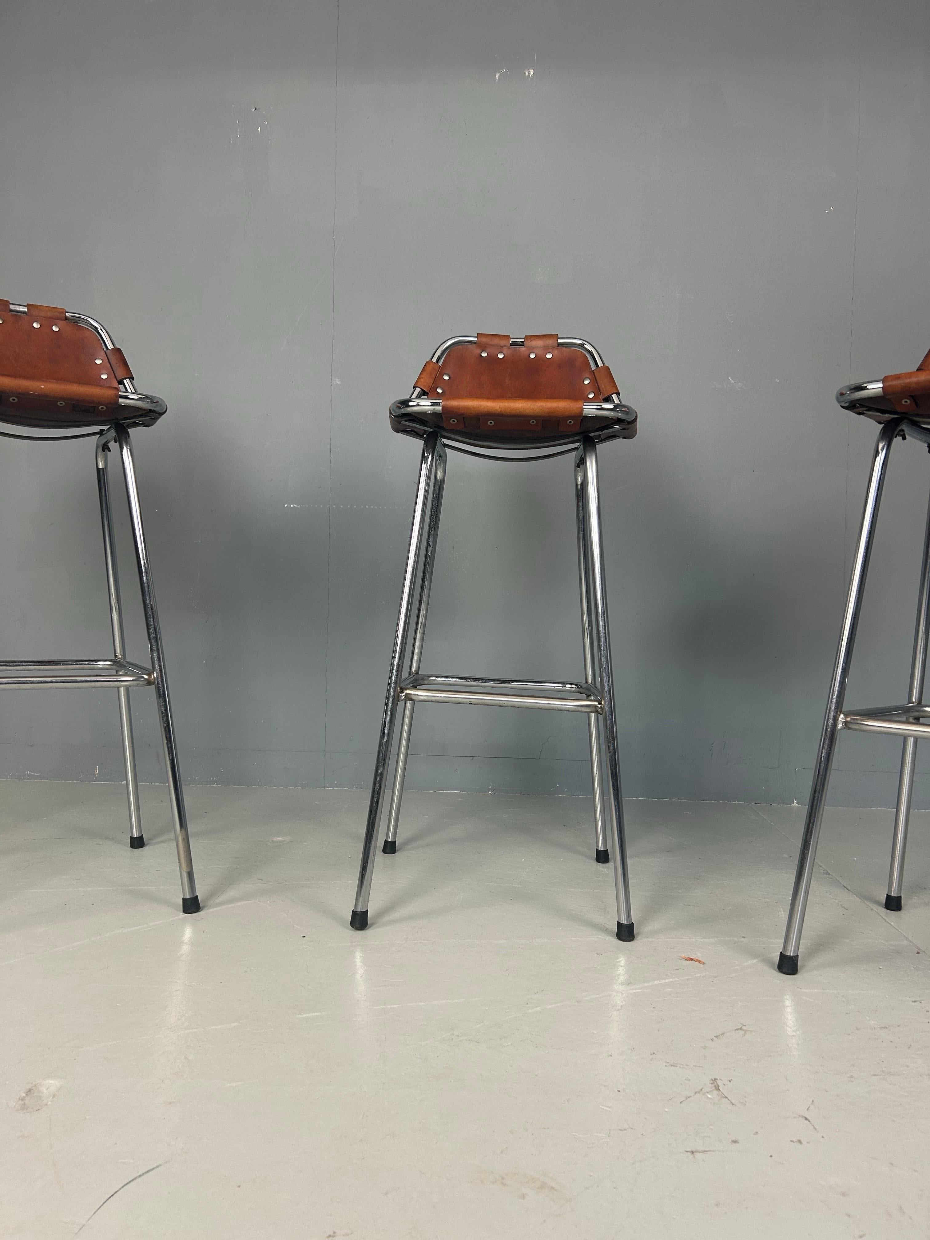 3x Leather Bar Stool for Les Arc Ski Resort, Selected by Charlotte Perriand For Sale 12