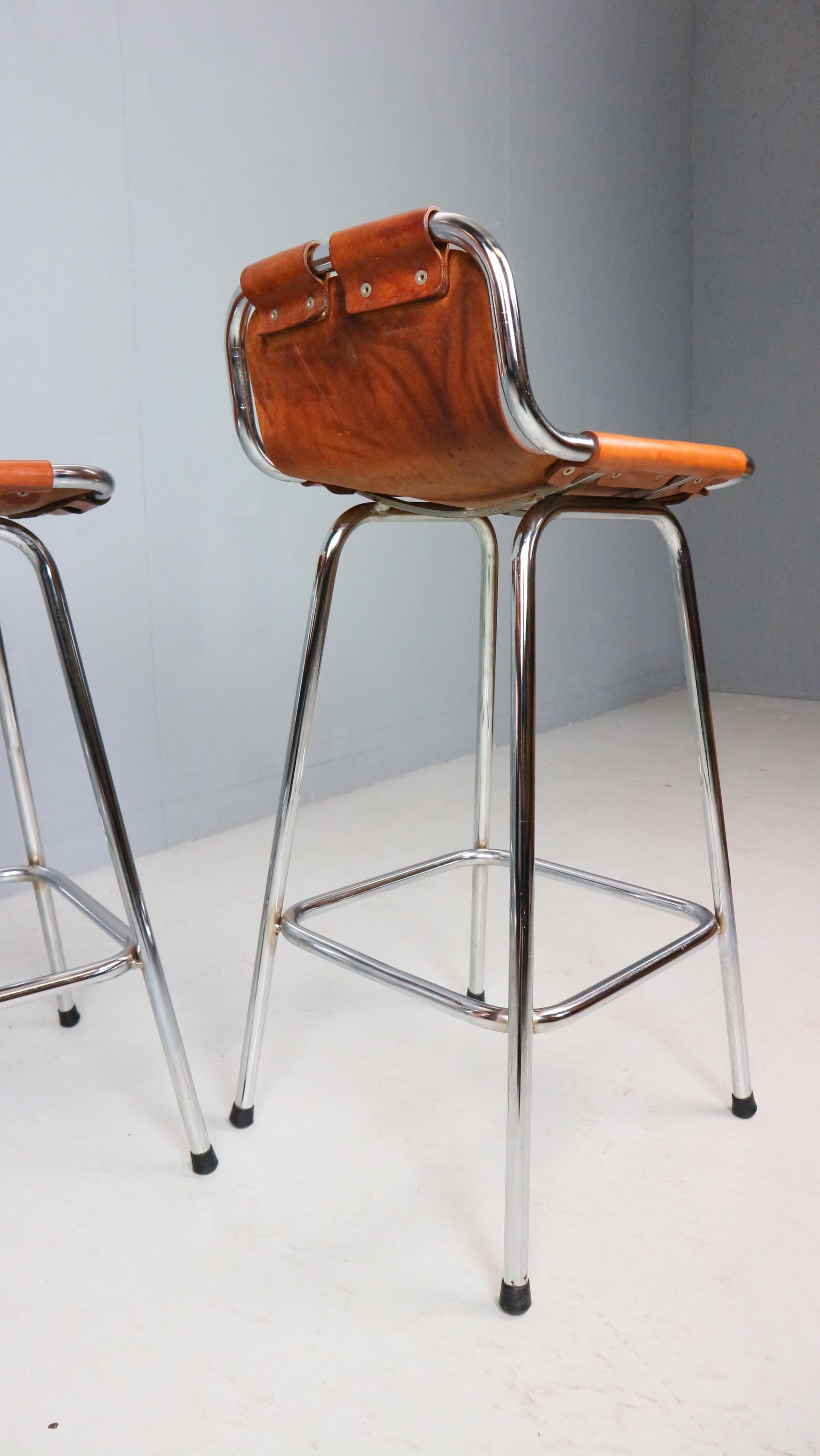 3x Leather Bar Stool for Les Arc Ski Resort, Selected by Charlotte Perriand 12