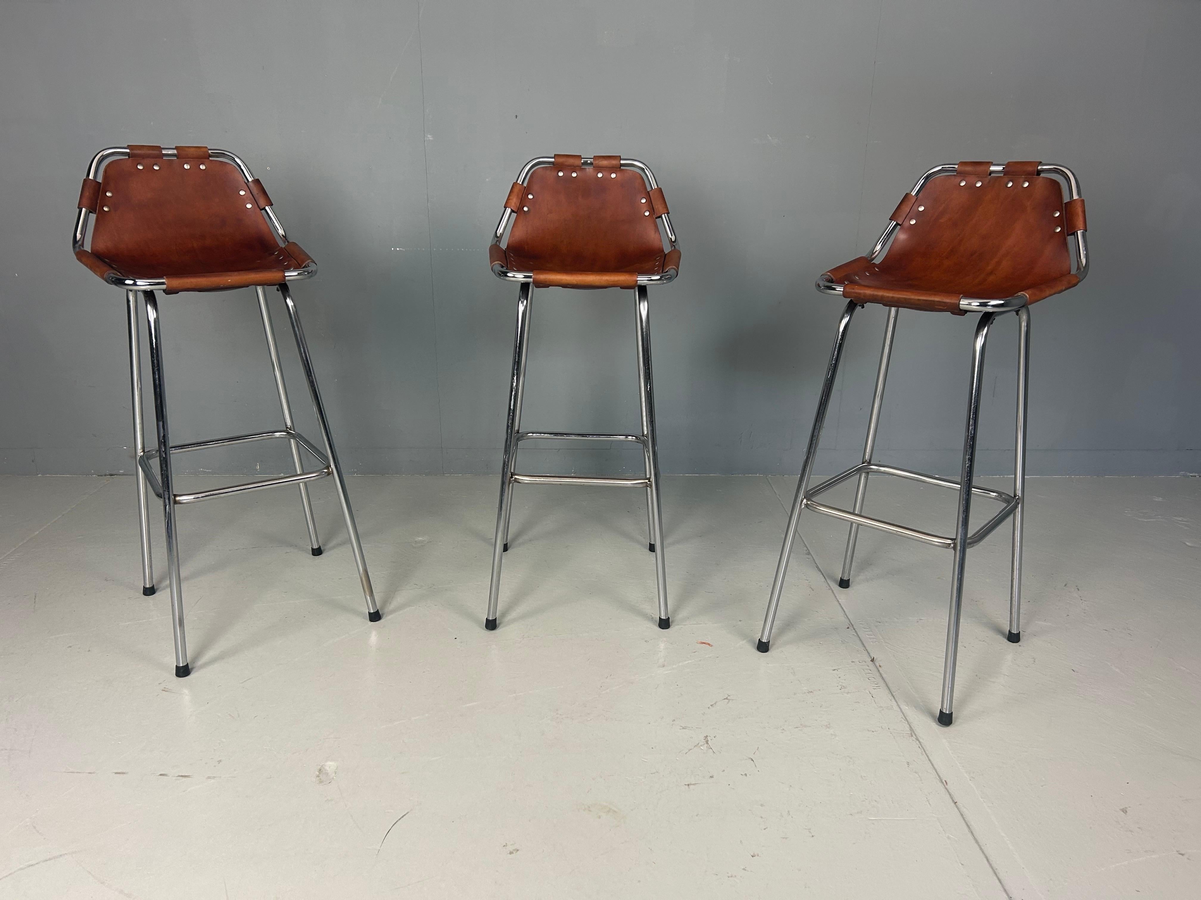 3x Leather Bar Stool for Les Arc Ski Resort, Selected by Charlotte Perriand For Sale 13