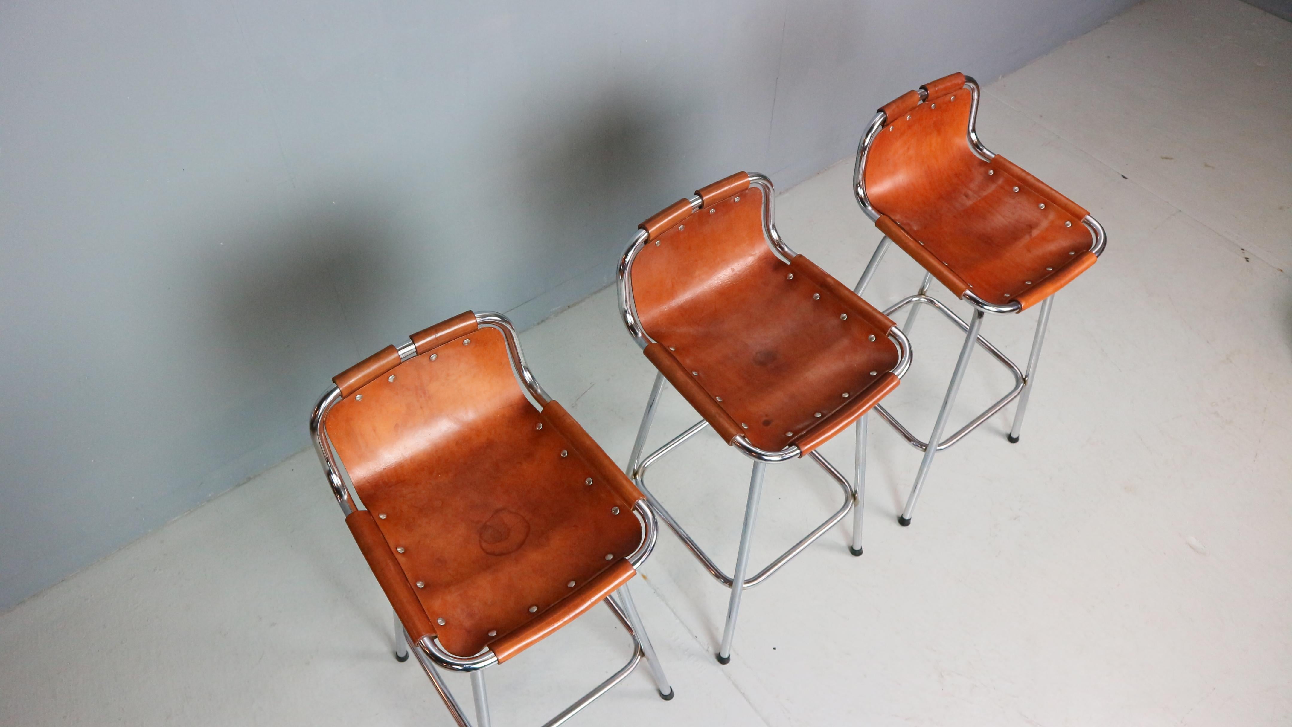 3x Leather Bar Stool for Les Arc Ski Resort, Selected by Charlotte Perriand 13