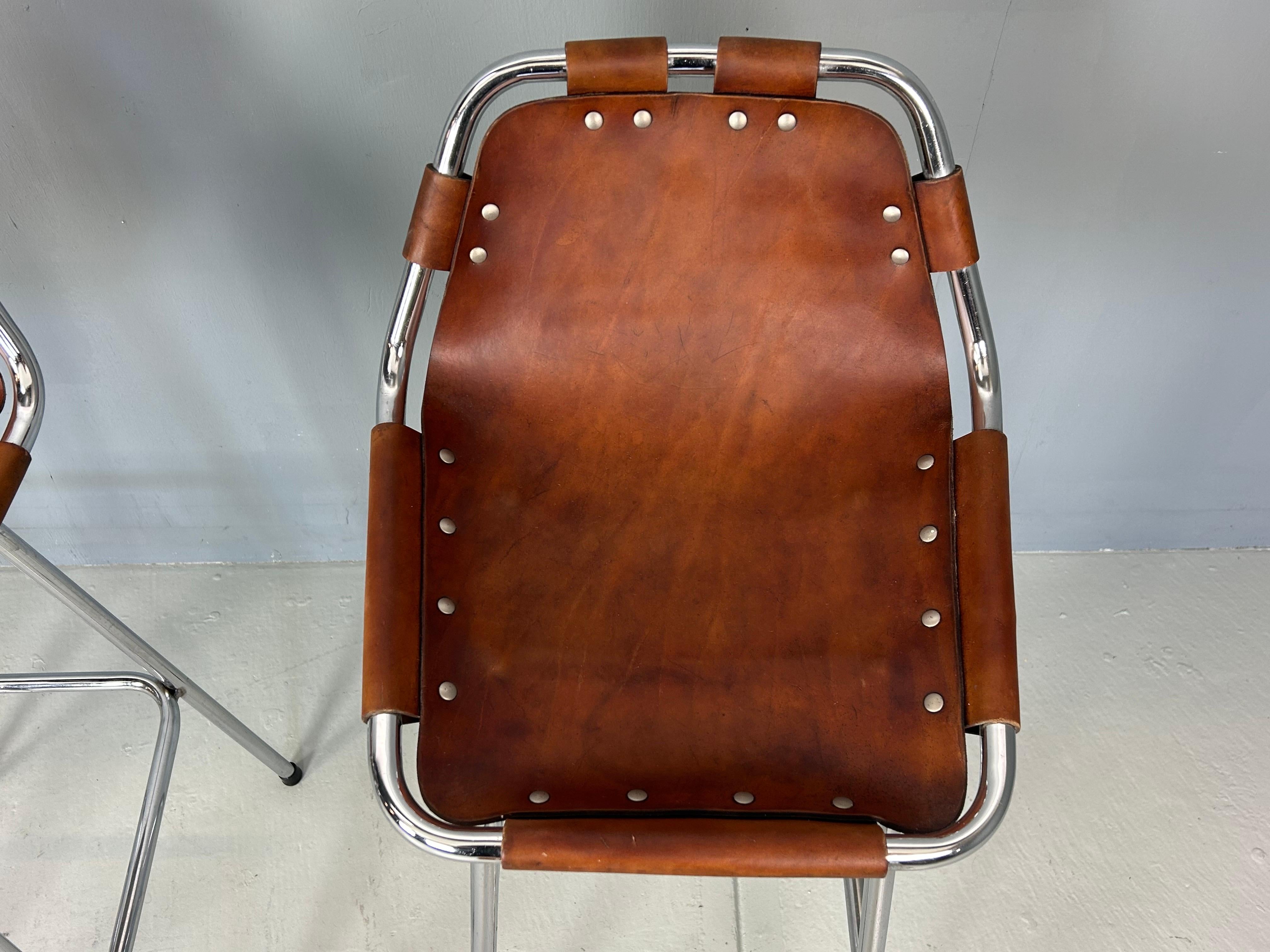 3x Leather Bar Stool for Les Arc Ski Resort, Selected by Charlotte Perriand For Sale 2